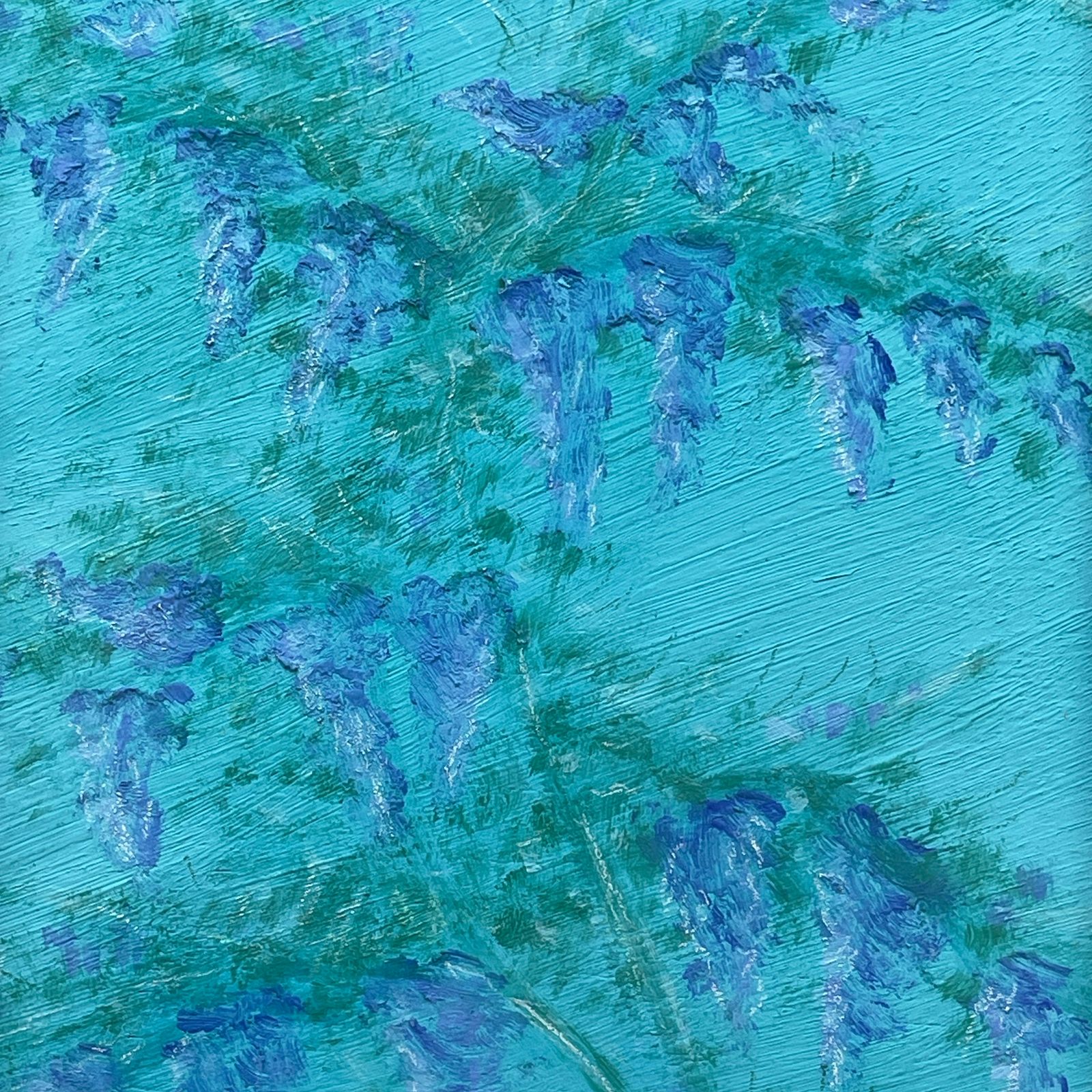 Luigi Targa, Blue Flowers, Padua, Italy 1970s, Oil On Canvas, Framed photo 3900.0