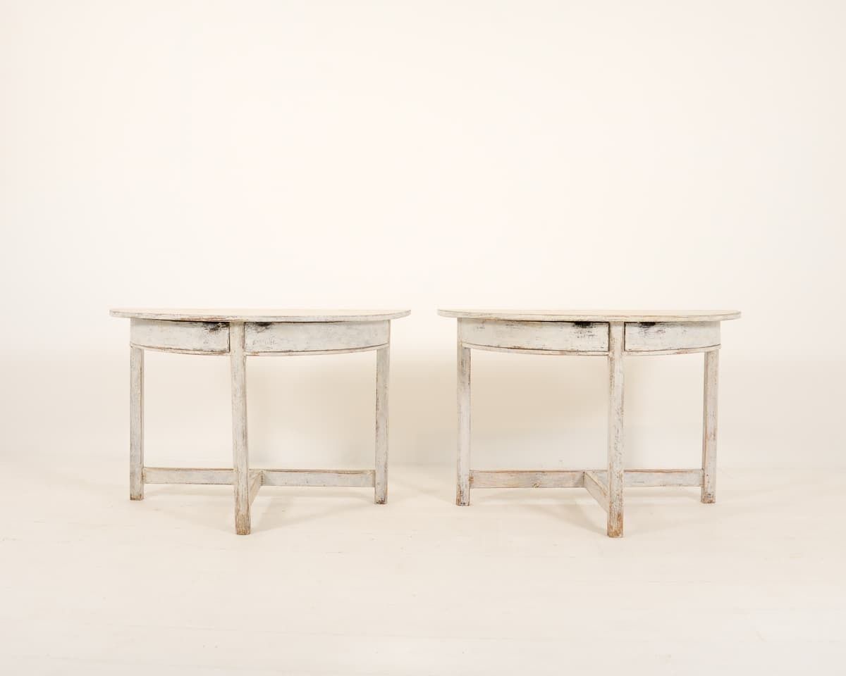 Pair Of Swedish Demi Lunes With Drawers photo furniture