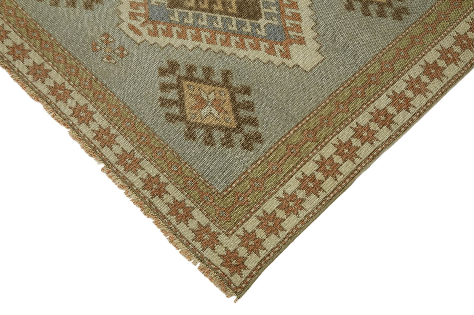 Handmade Vintage Blue Anatolian Runner Rug 127 Cm X 211 Cm photo Textiles