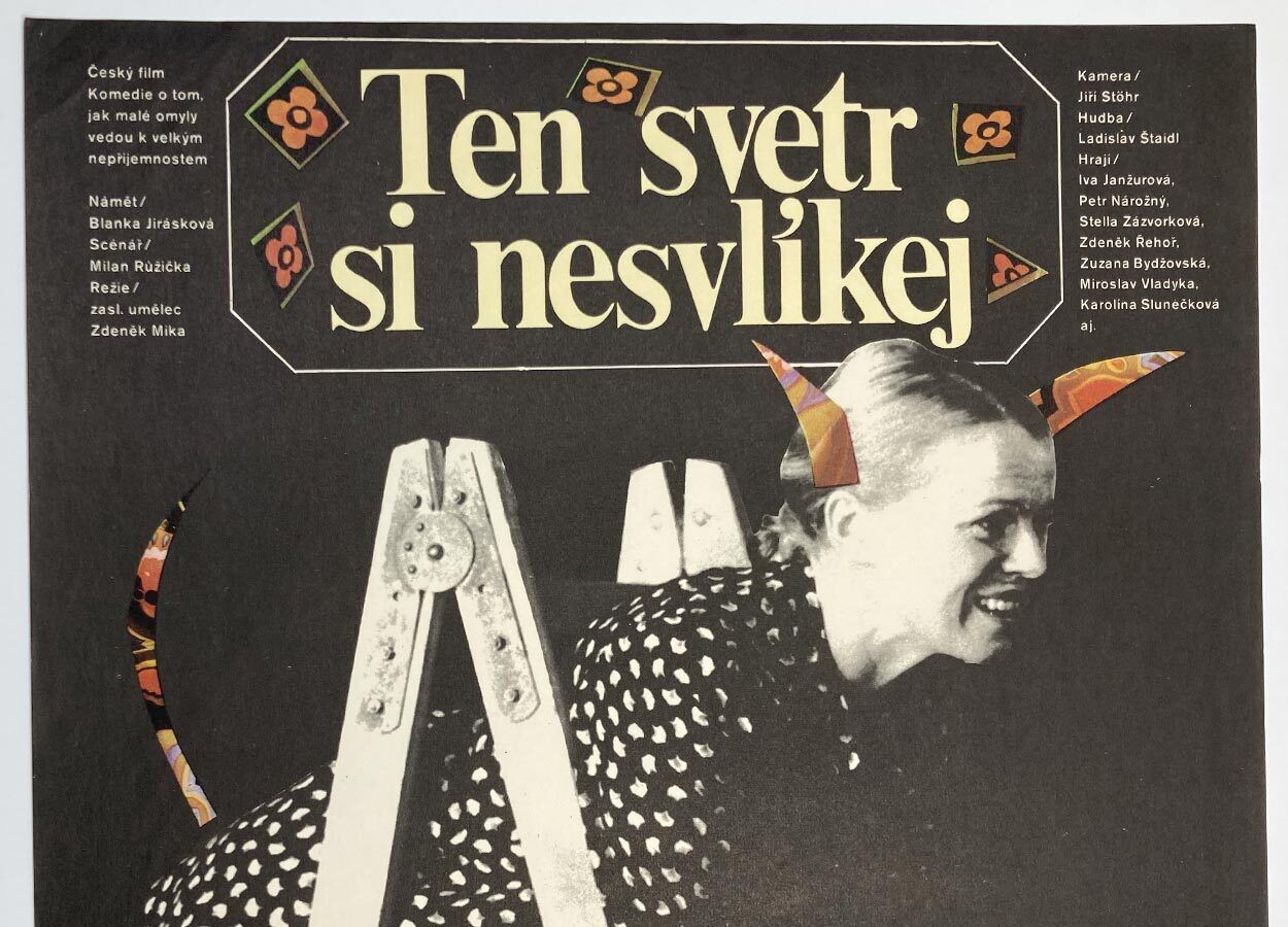 Original Film Poster, Don’t Take Off That Sweater, Milan Grygar, 1981, Genuine Czech Vintage Print photo furniture