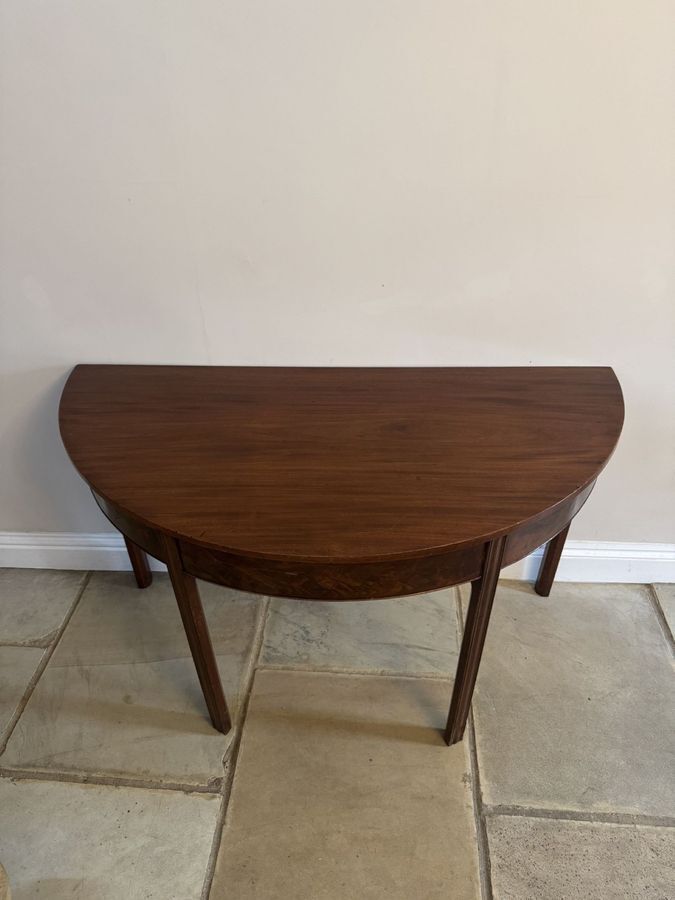 Pair Of Quality Figured Mahogany Antique George III Demi Lune Console Tables photo buy