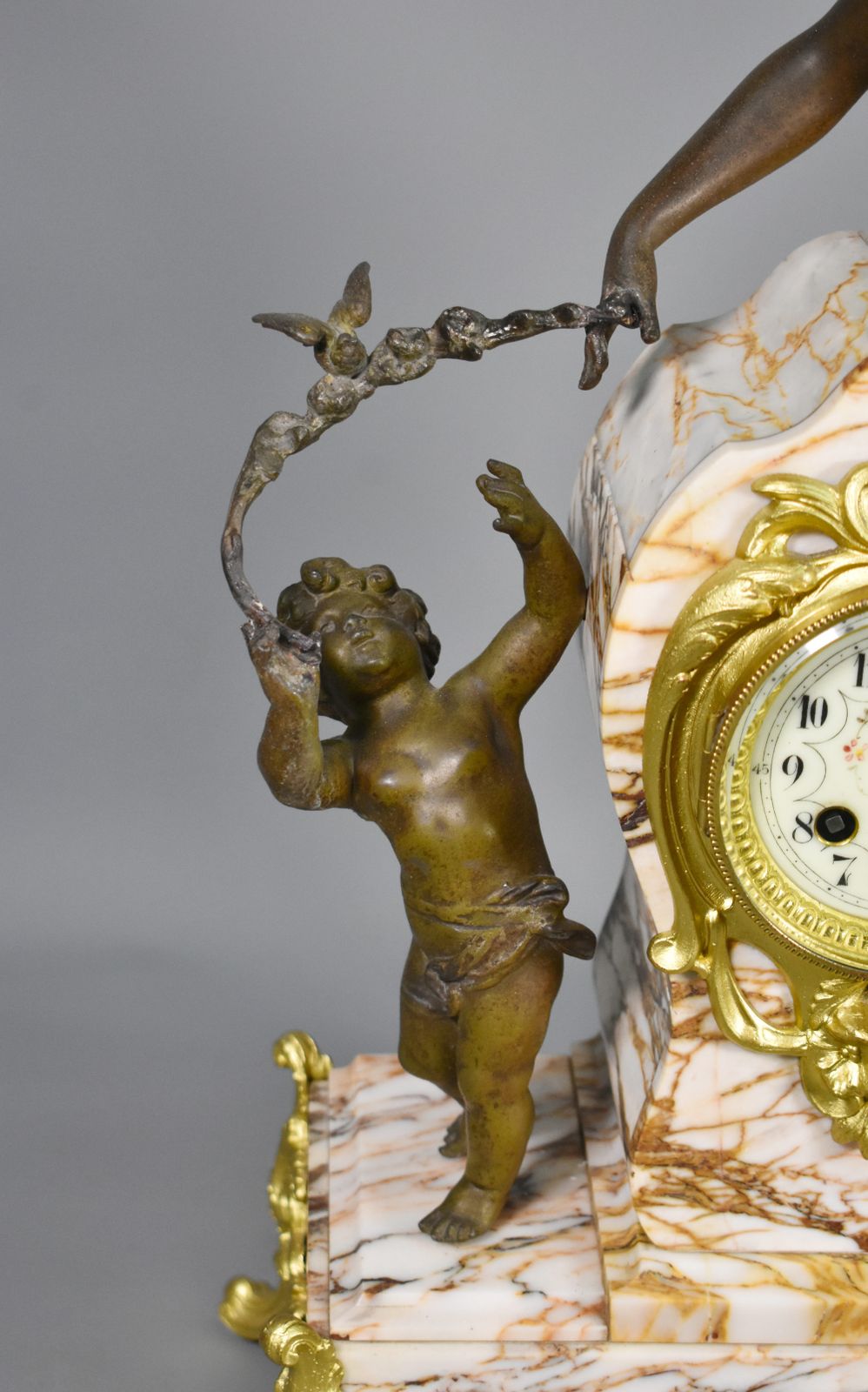 photo for sale Large French Art Nouveau Mantel Clock And Garniture