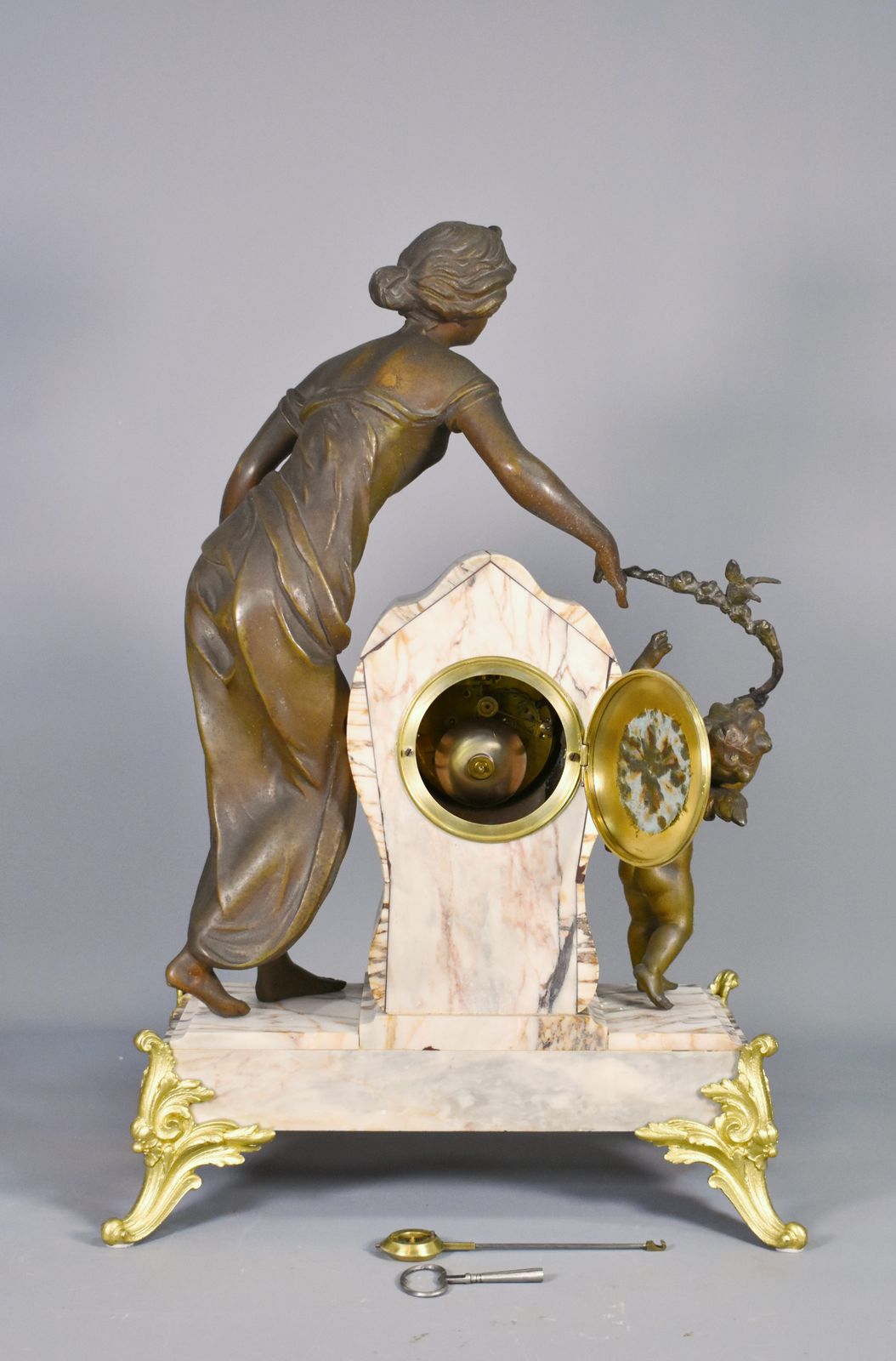 2500.0 Large French Art Nouveau Mantel Clock And Garniture photo