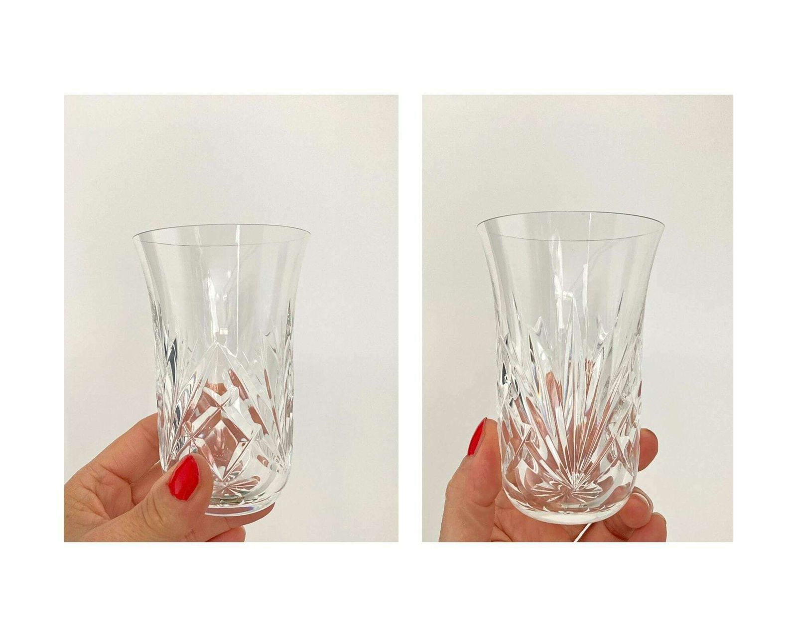 Nachtmann Nierstein Water Glasses | 6pcs Small Vas | Cut Criss Cross & Fan Design | 1965 1980 photo Home Decor