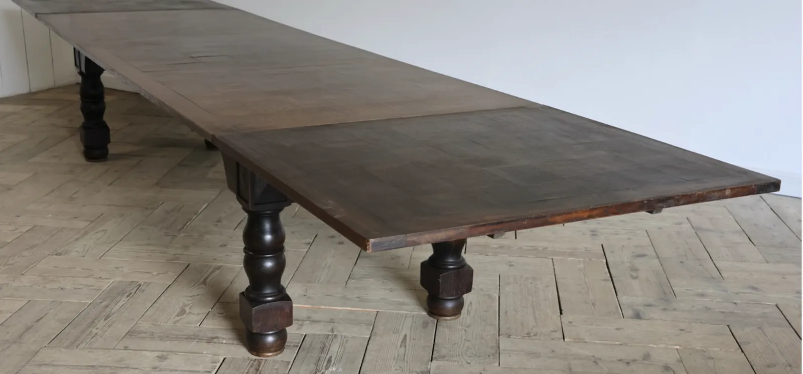 Extremely Large Early 20th Century French Parquetry Double Extending Dining Table