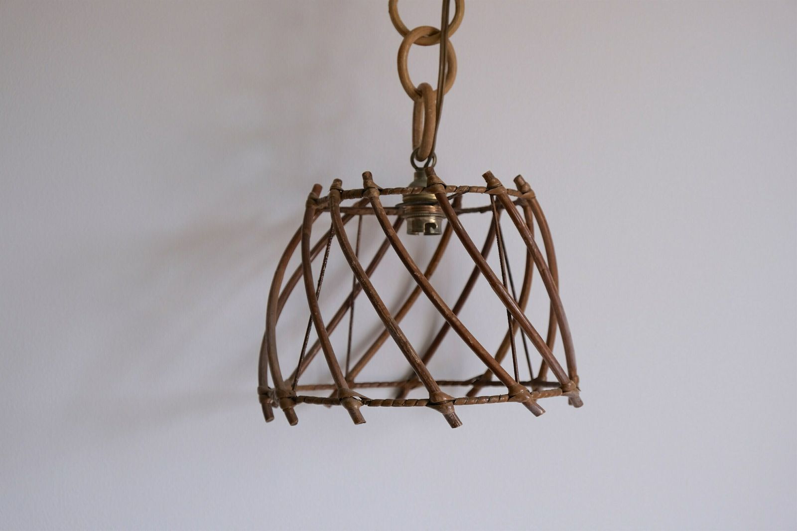 Vintage Rattan Light Shade, Vintage Wicker Shade, Midcentury Shade, Petal Light Shade
