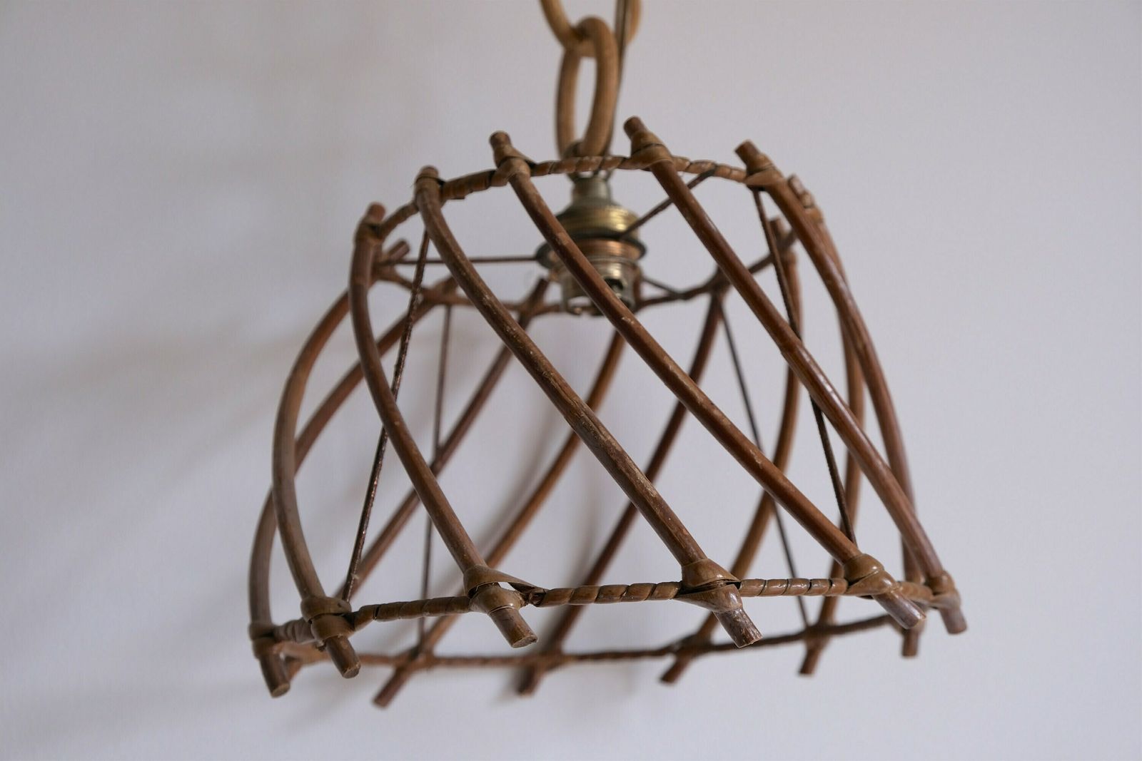 Vintage Rattan Light Shade, Vintage Wicker Shade, Midcentury Shade, Petal Light Shade photo furniture