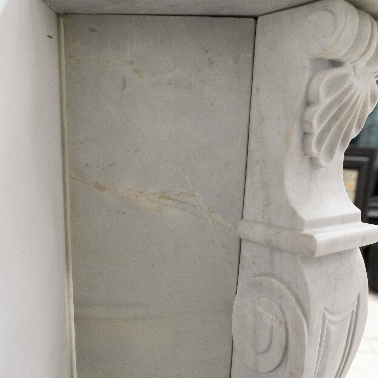 photo furniture Reclaimed French Louis XVI Style Marble Fireplace