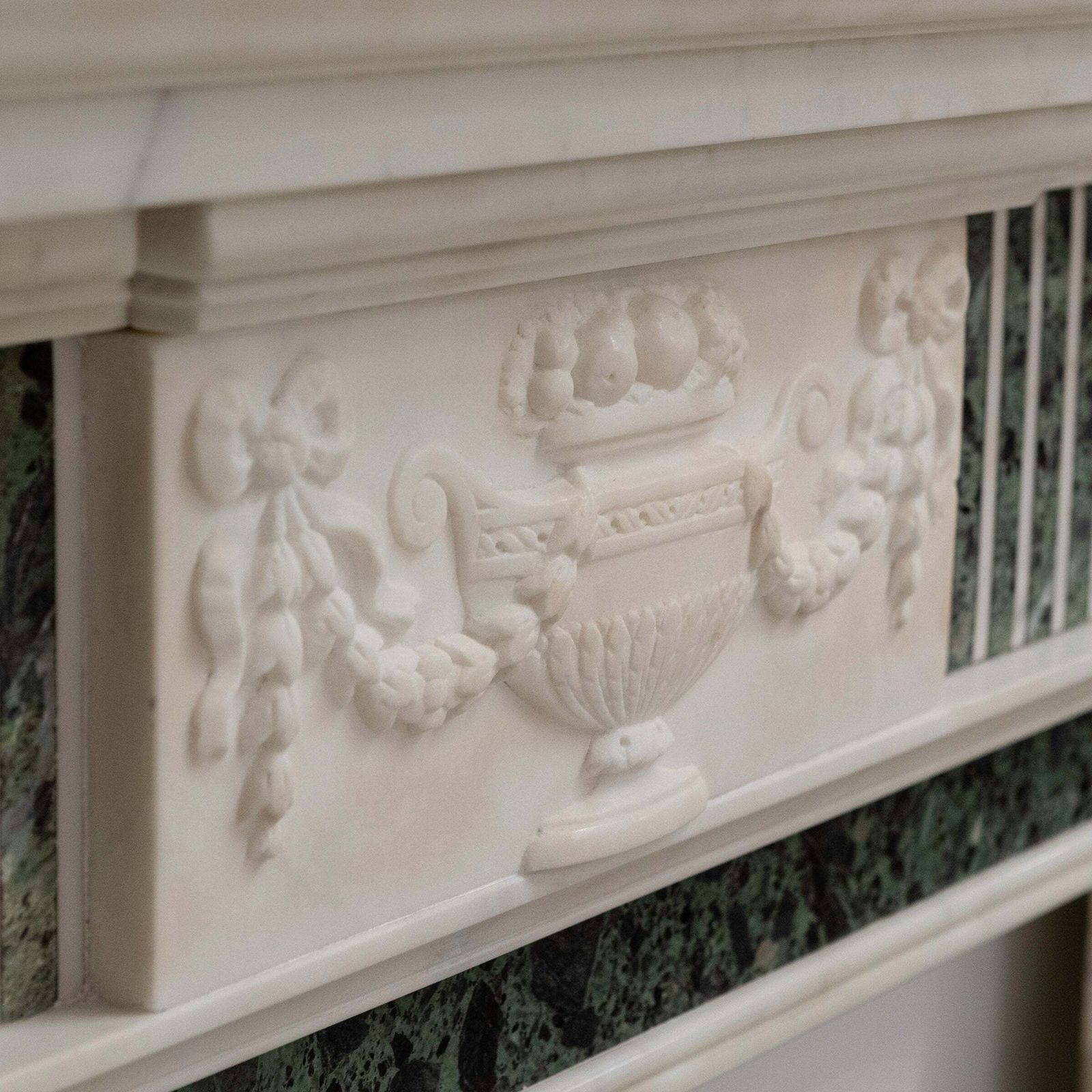 6500.0 Reclaimed Georgian Style Statuary & Verde Marble Surround (Pair Available) photo