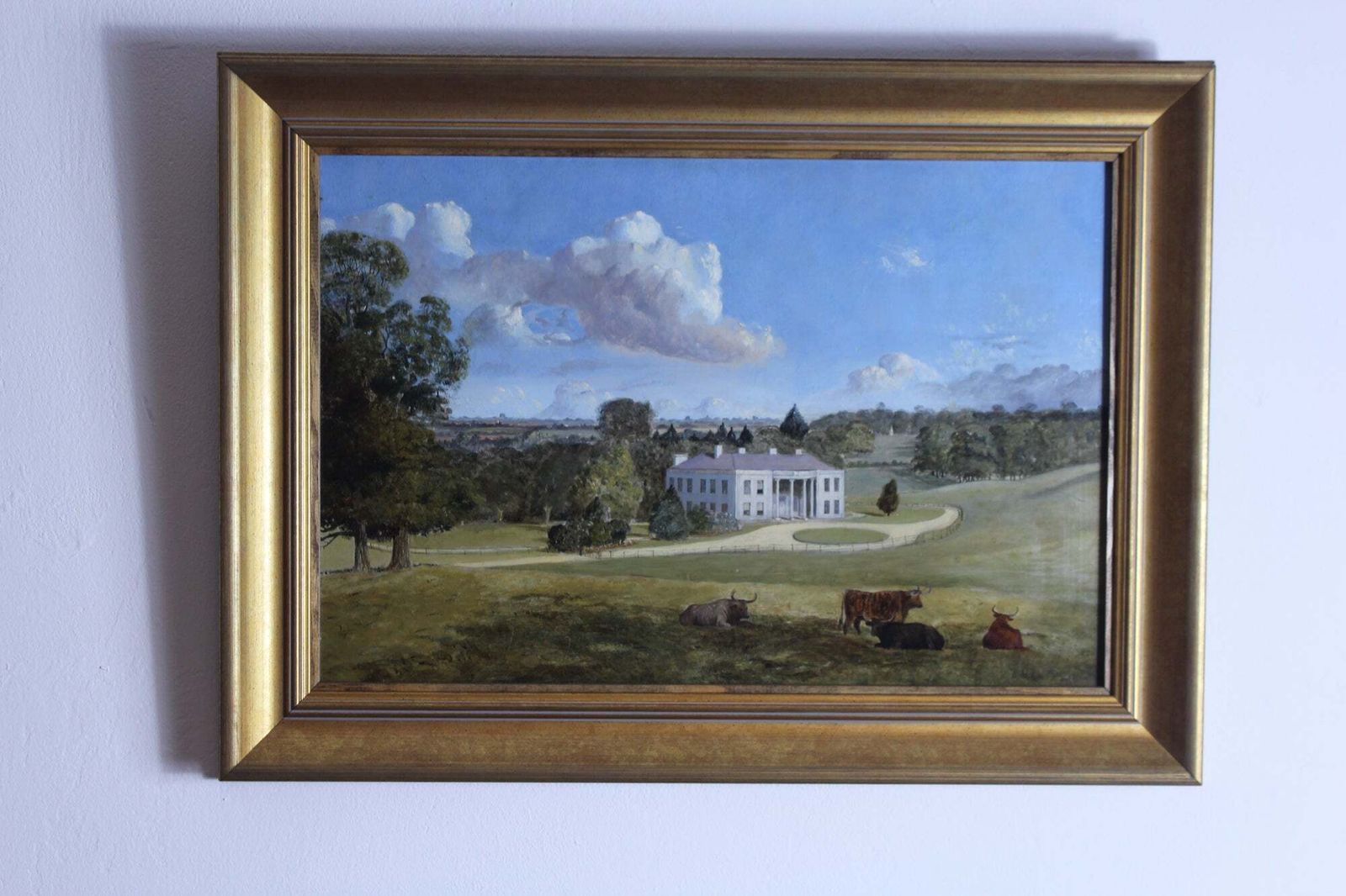 Warlies House, Essex – 19th Century English Landscape Oil Painting photo furniture