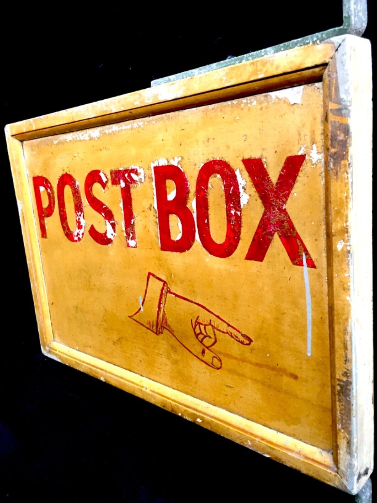 Antique Advertising   Early 20th Century Post Box Wooden Wall Mounted Sign C1930 photo vinterior