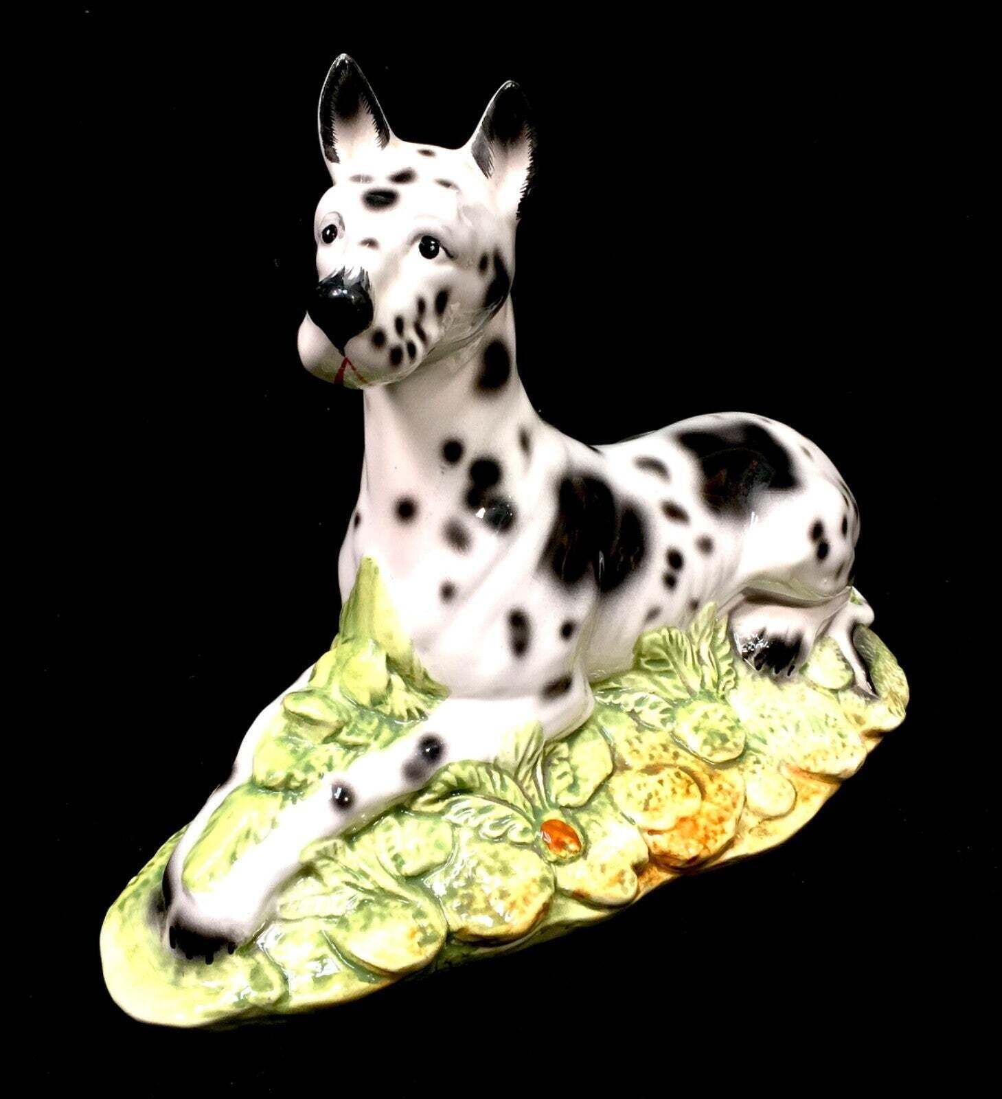 Vintage 20th Century Italian Bassano Pottery Dog Figurine / Great Dane / 1980s