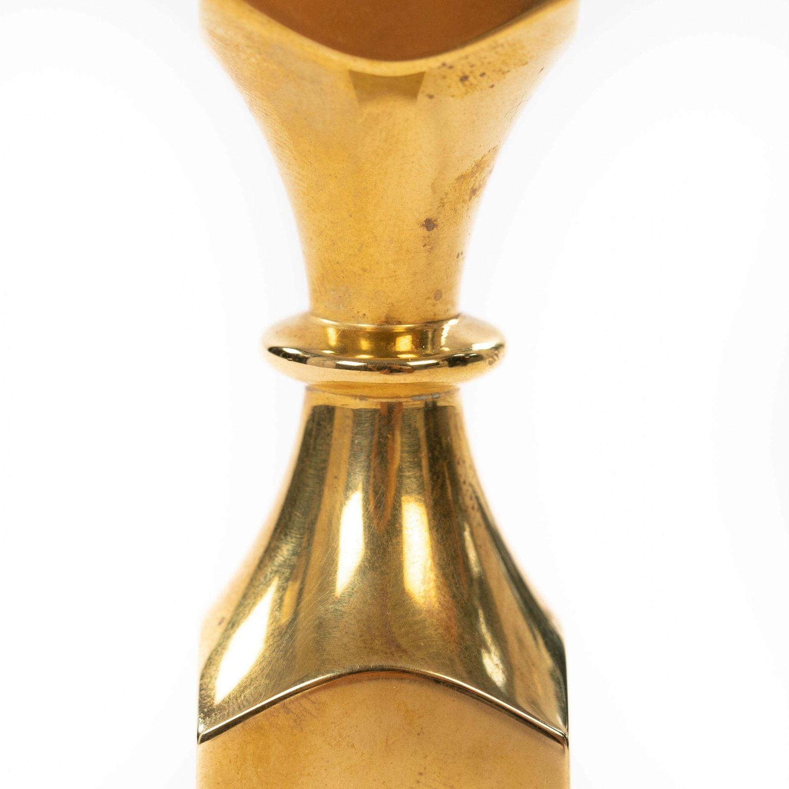 photo for sale Pair Of Modern, Heavy Brass Candlesticks By Bernt Karlsson By Gusum 1980, Signed