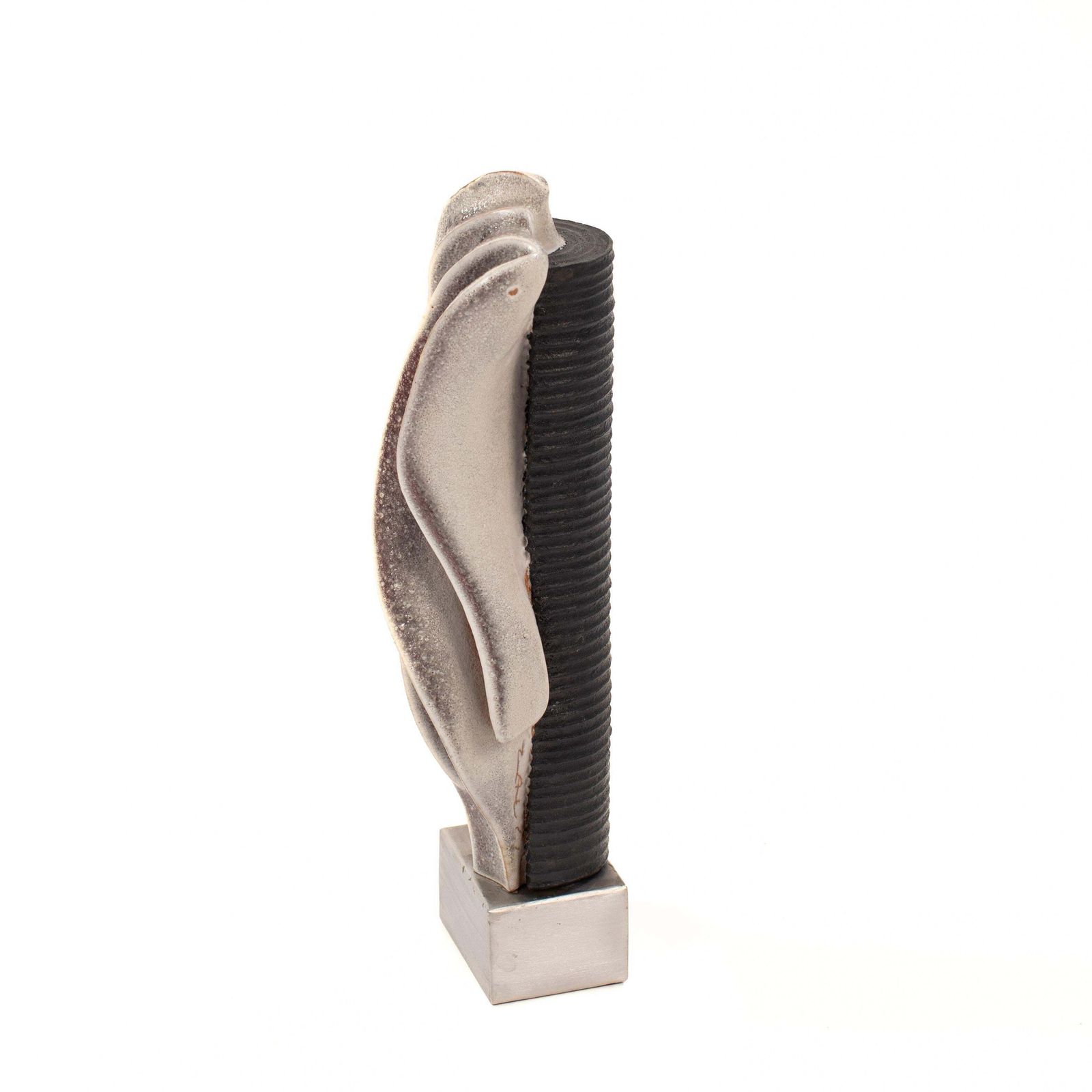 Stoneware Sculpture On Steel Base With Glaze In Grey White Black, Signed Zauli photo furniture