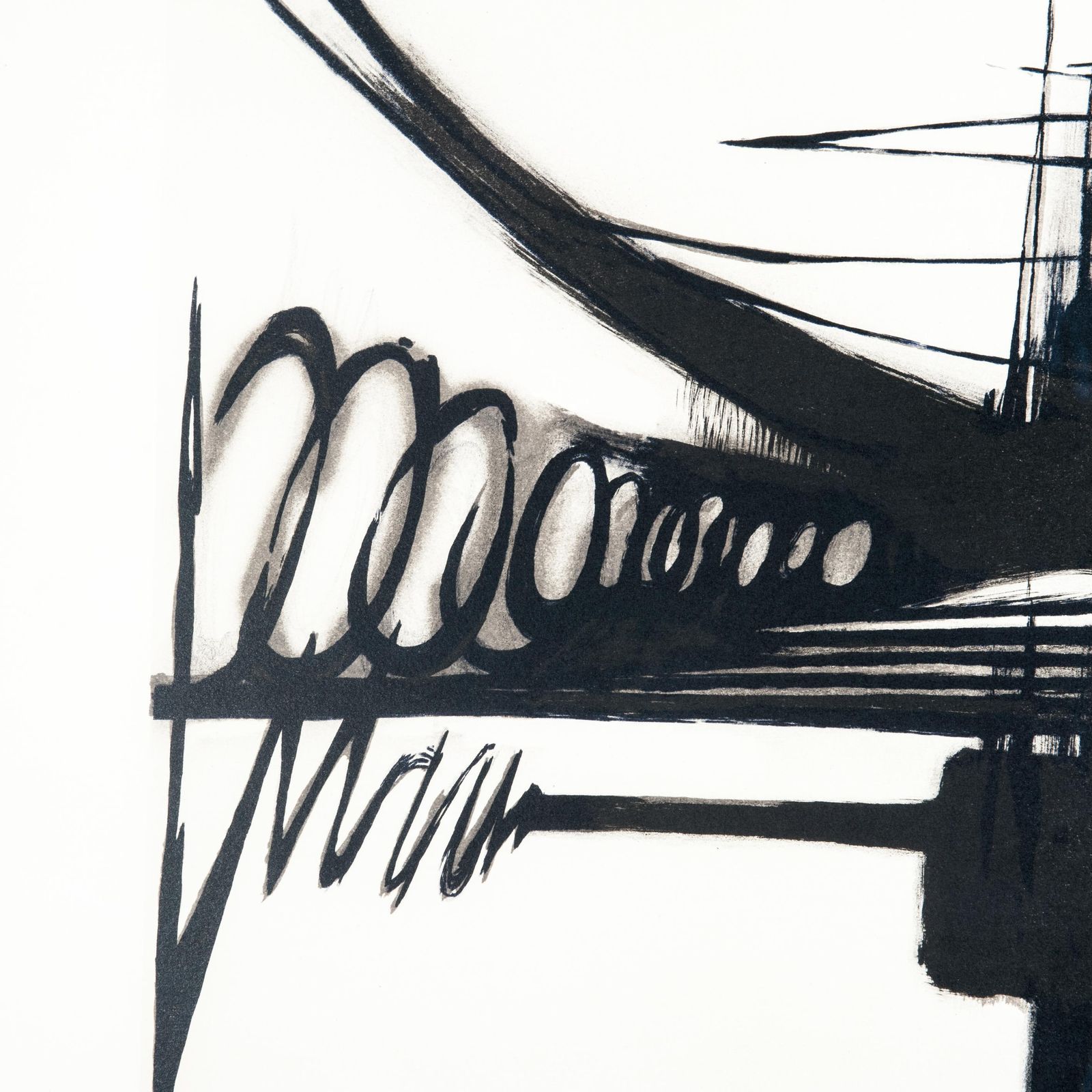 Drawing By Manuel Viana, Lithography In Black And White, Limited Edition 1970s photo furniture