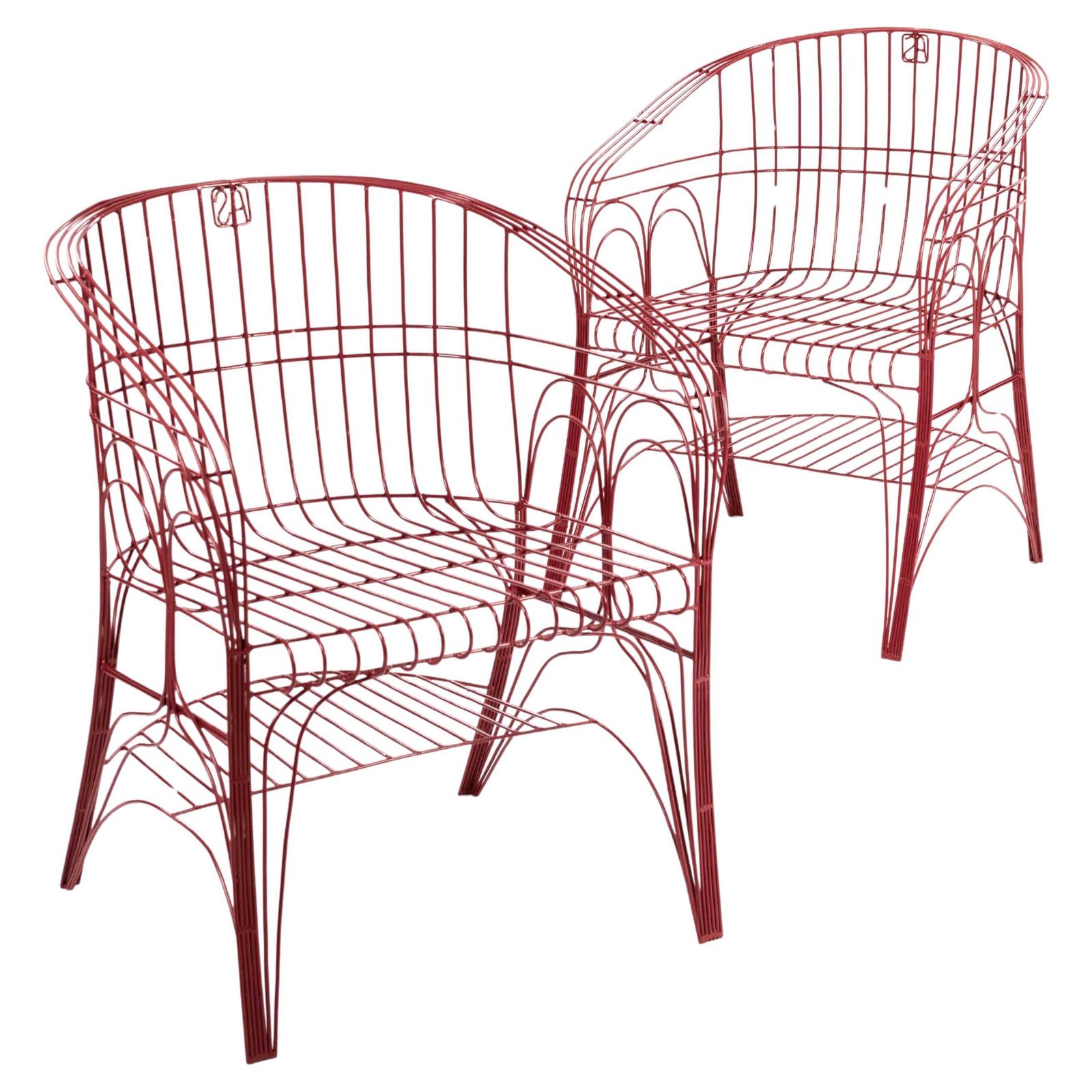 Pair Of Red Modern Italian Armchairs In Welded Construction By A. Spazzapan 2005