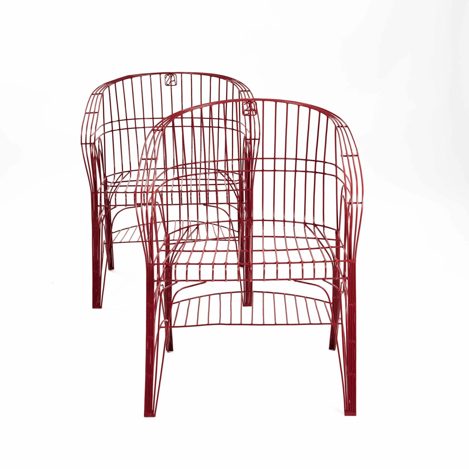 Pair Of Red Modern Italian Armchairs In Welded Construction By A. Spazzapan 2005 photo Furniture