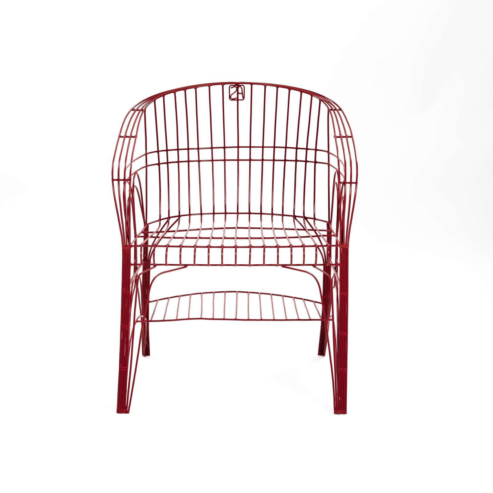 Pair Of Red Modern Italian Armchairs In Welded Construction By A. Spazzapan 2005 photo vinterior