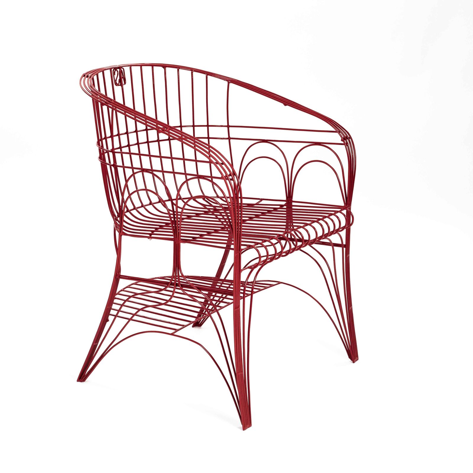 Pair Of Red Modern Italian Armchairs In Welded Construction By A. Spazzapan 2005 photo vintage