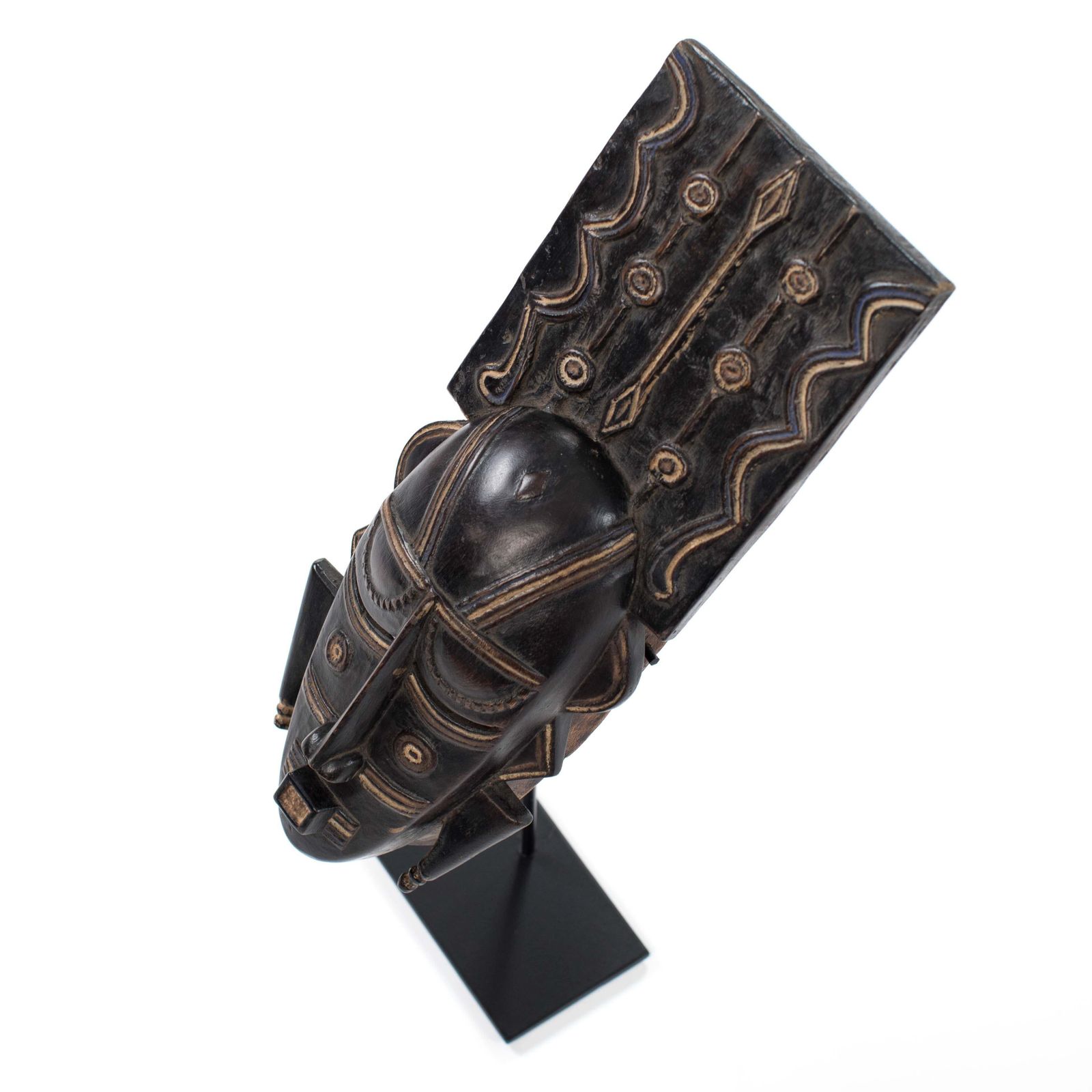 photo for sale Africain Wooden Ligbi Mask Protruding Plate On The Head, Ivory Coast 1980s