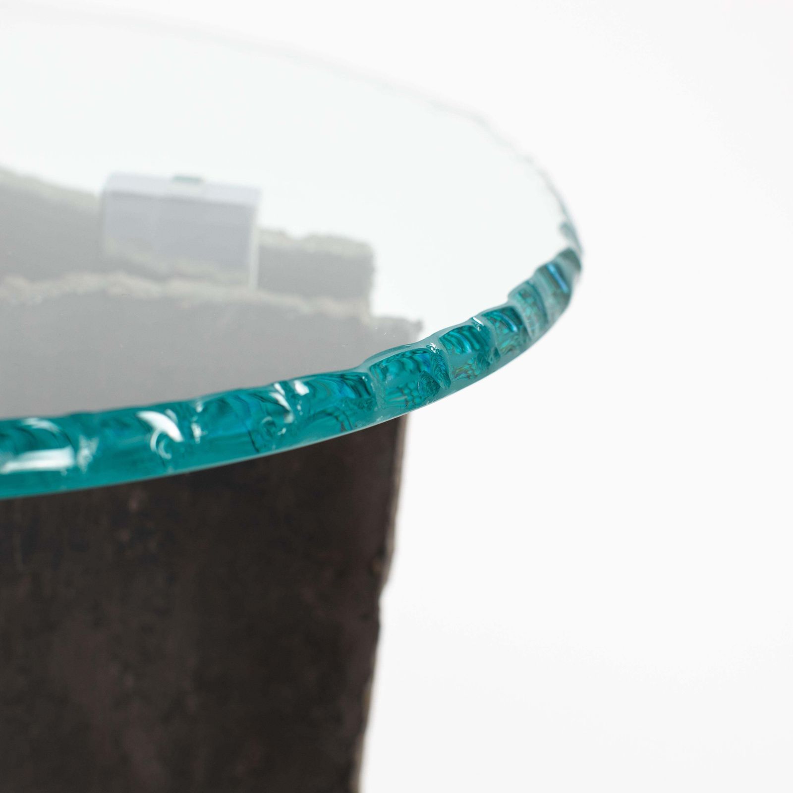 photo buy Mid Century Italian Brutalist Side Tables Iron Glass Nickel By Banci, Florence