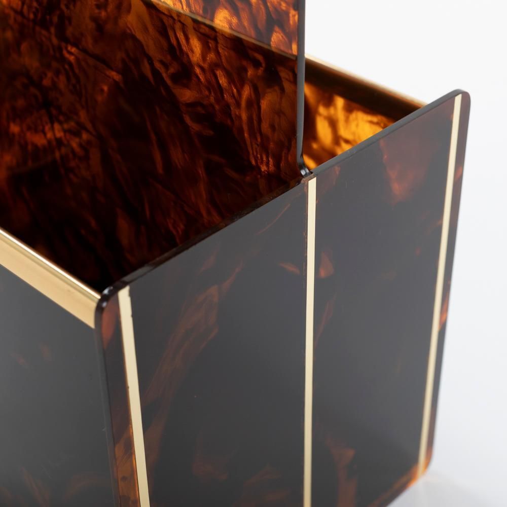 photo furniture French Elegante Mid Century Lucite Brass Magazine Rack By Maison Dior 1970s