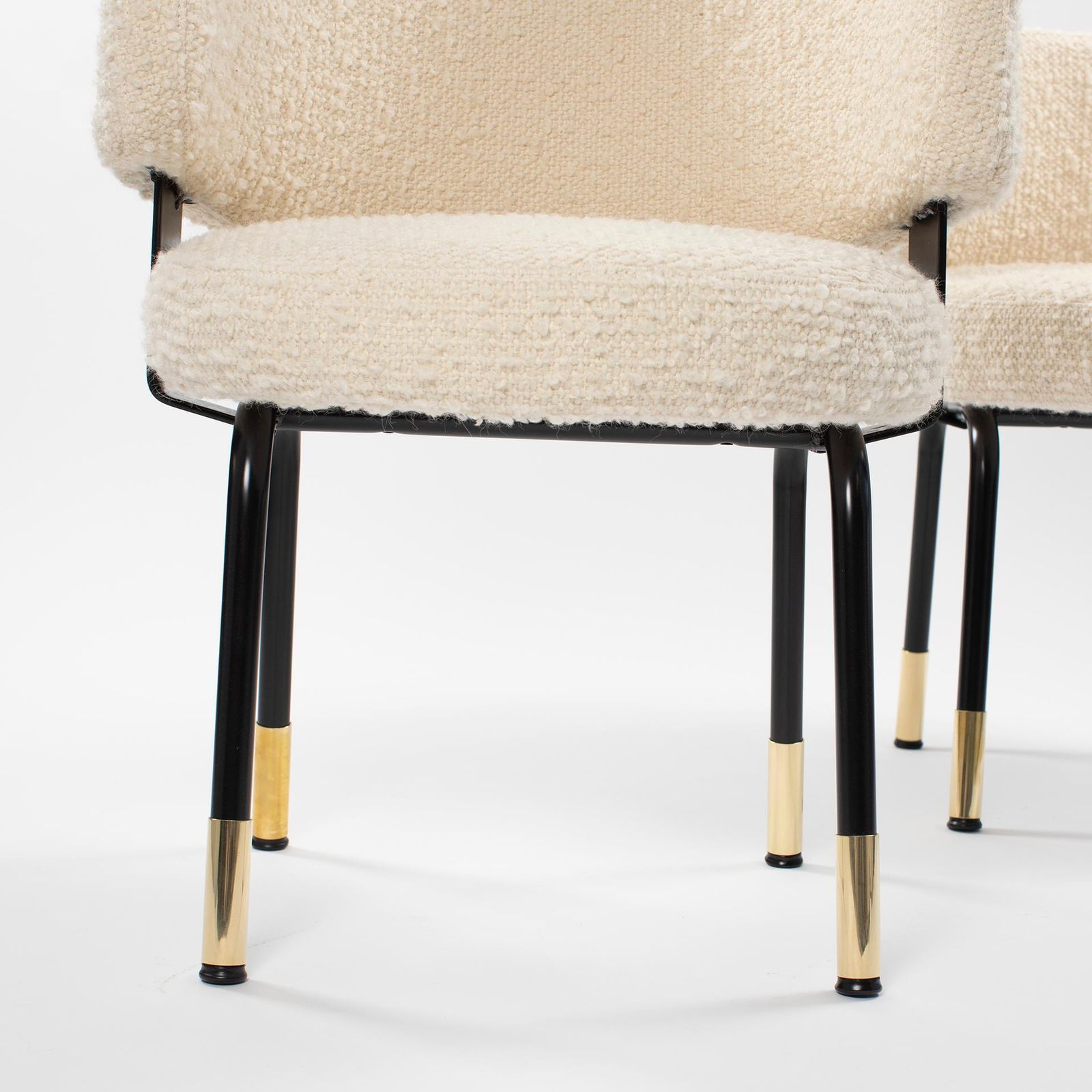 Pair Of Extravagant Formanova Armchairs Covered With Bouclé Fabric Italy 1970s photo for sale
