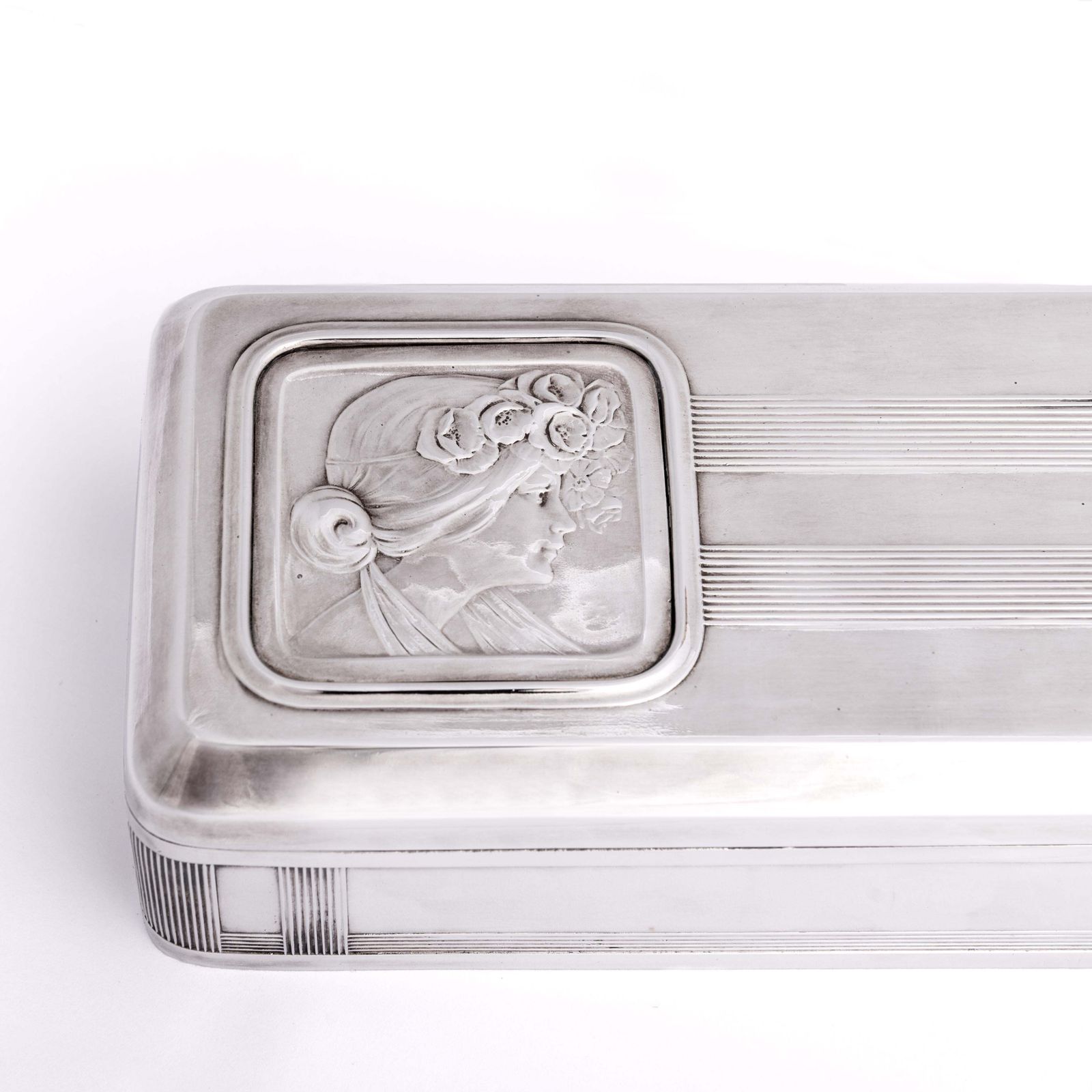 Large Art Nouveau Silver Jewelry Box France 1900 1910 photo Home Decor