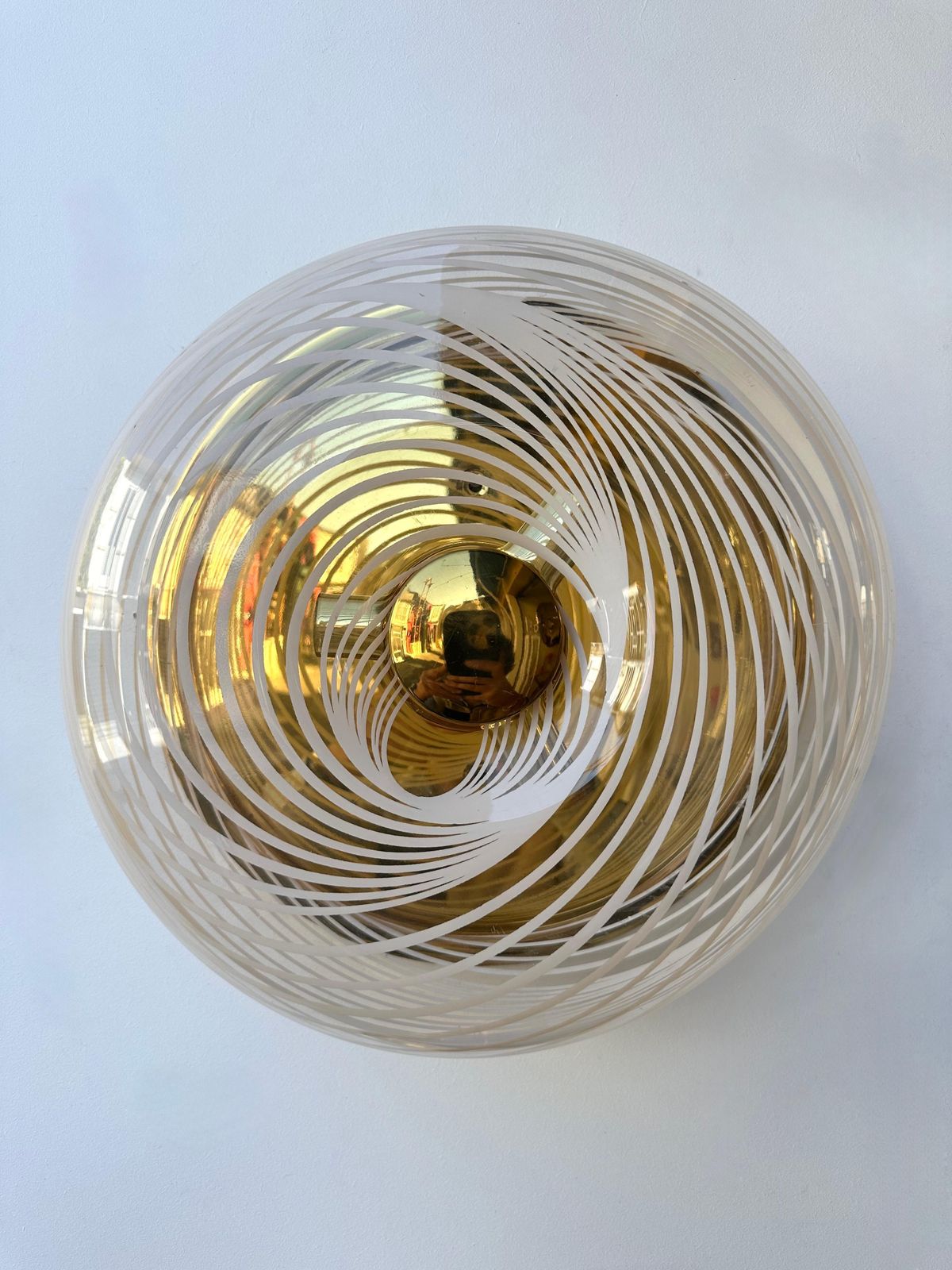 Pair Of Lucite Spiral And Brass Sconces  Italy, 1970s photo vintage