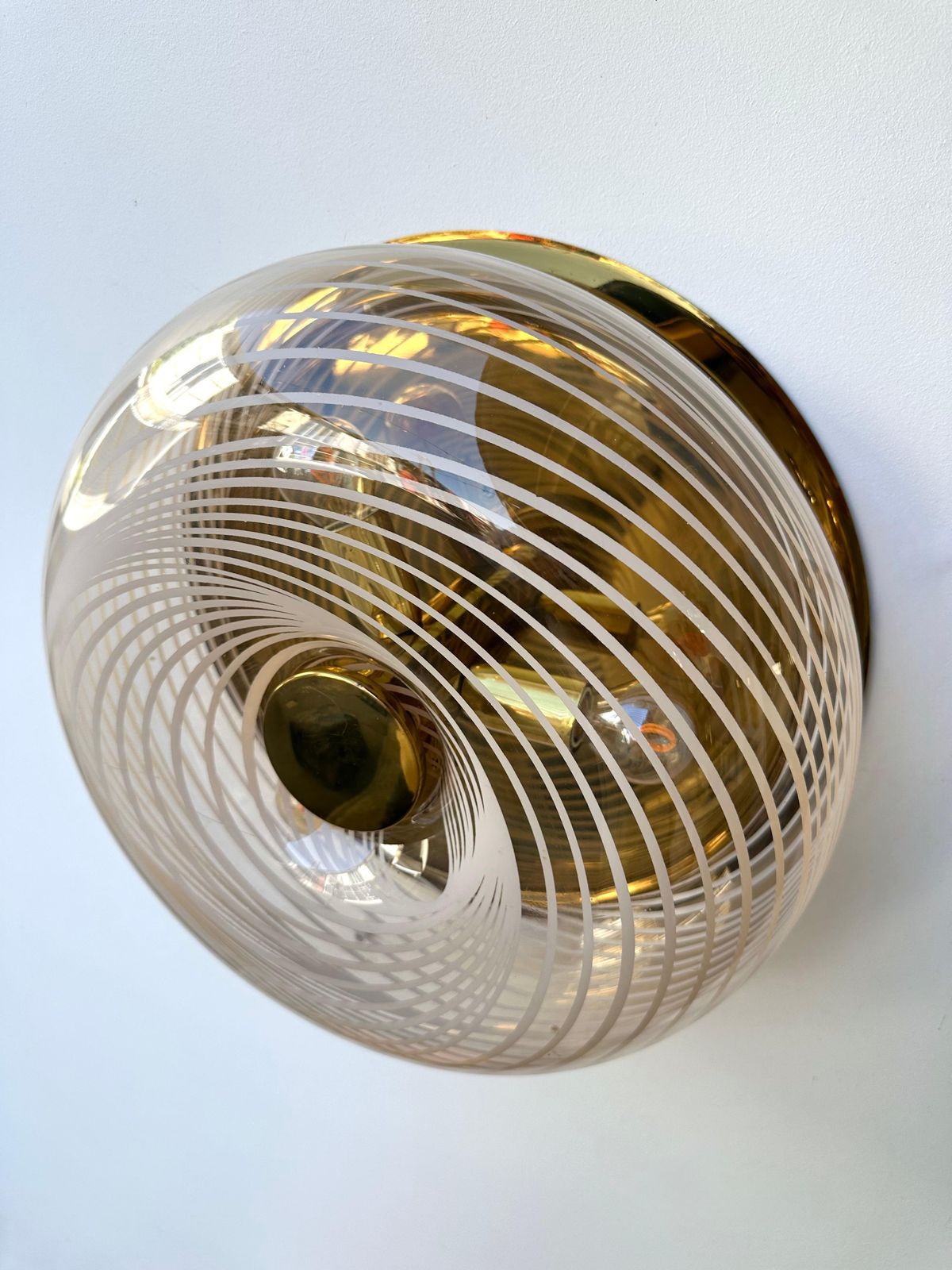 2741.0 Pair Of Lucite Spiral And Brass Sconces  Italy, 1970s photo