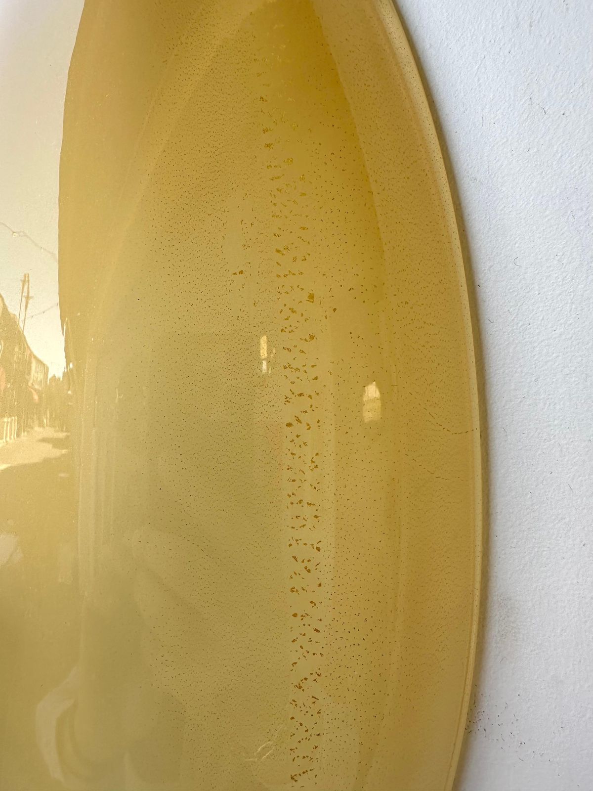 Contemporary Pair Of Yellow Gold Leaf Murano Glass And Brass Sconces, Italy photo 3255.0