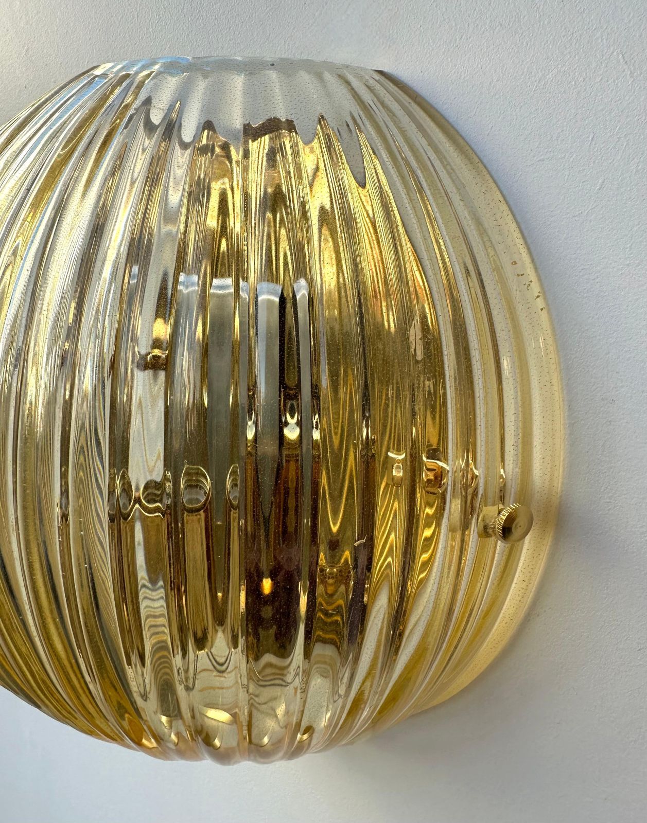 photo furniture Contemporary Pair Of Gold Leaf Murano Glass Half Ball Sconces, Italy, 2000s