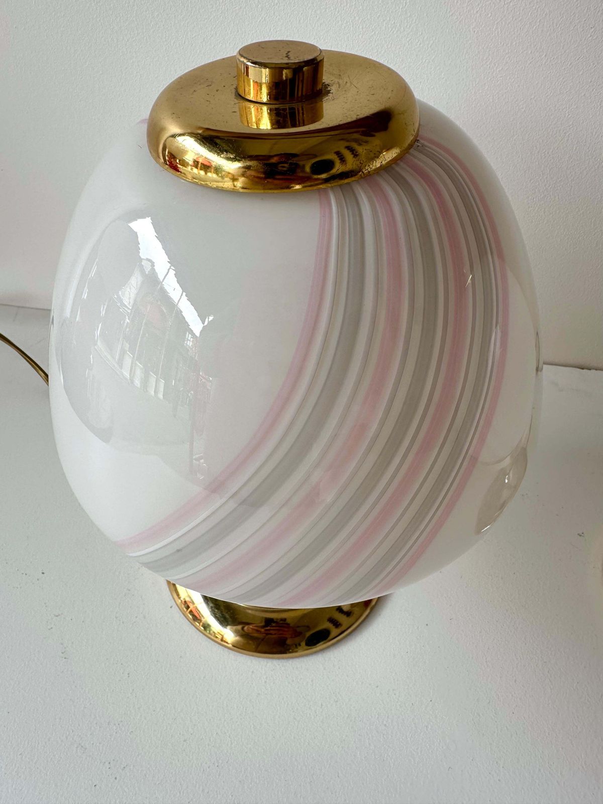Pair Of Mushroom Lamps Brass And Murano Glass By F. Fabbian, Italy, 1970s photo furniture
