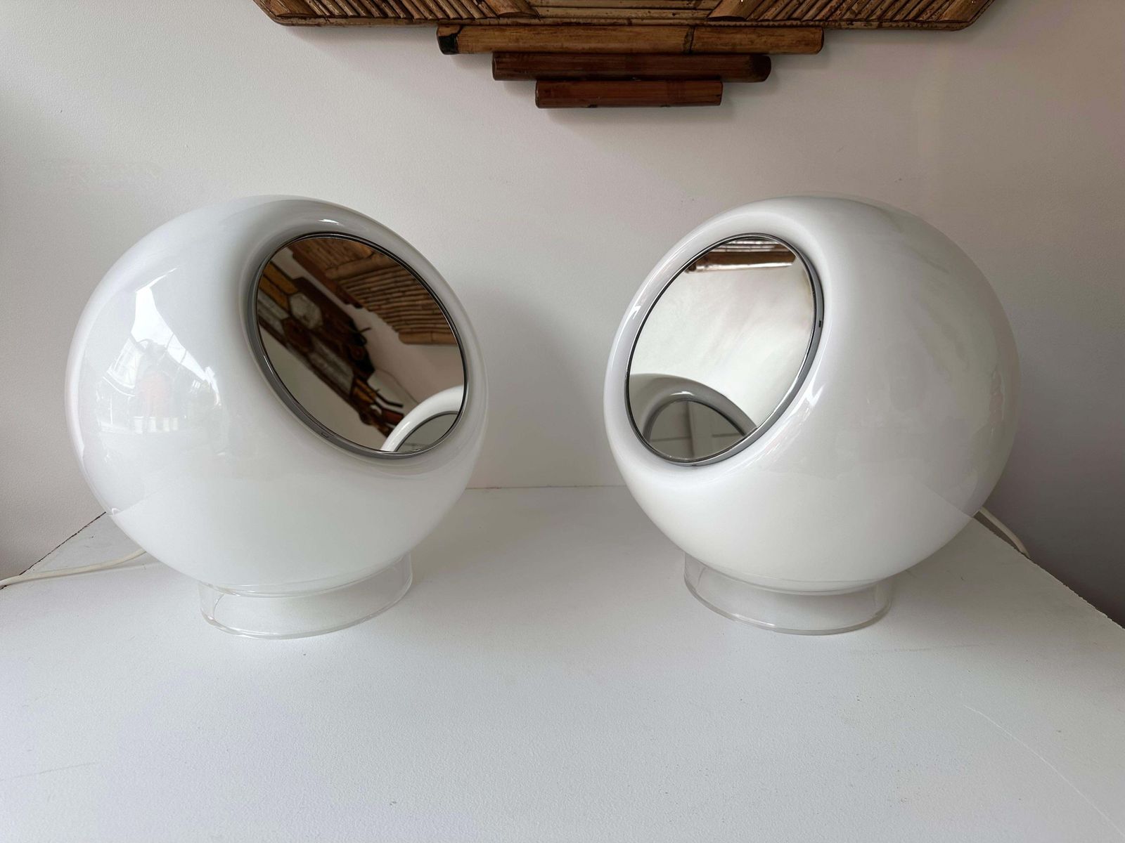 Pair Of Murano Ball Glass Lamps Elios By Giusto Toso For Leucos, Italy, 1970s photo 4283.0