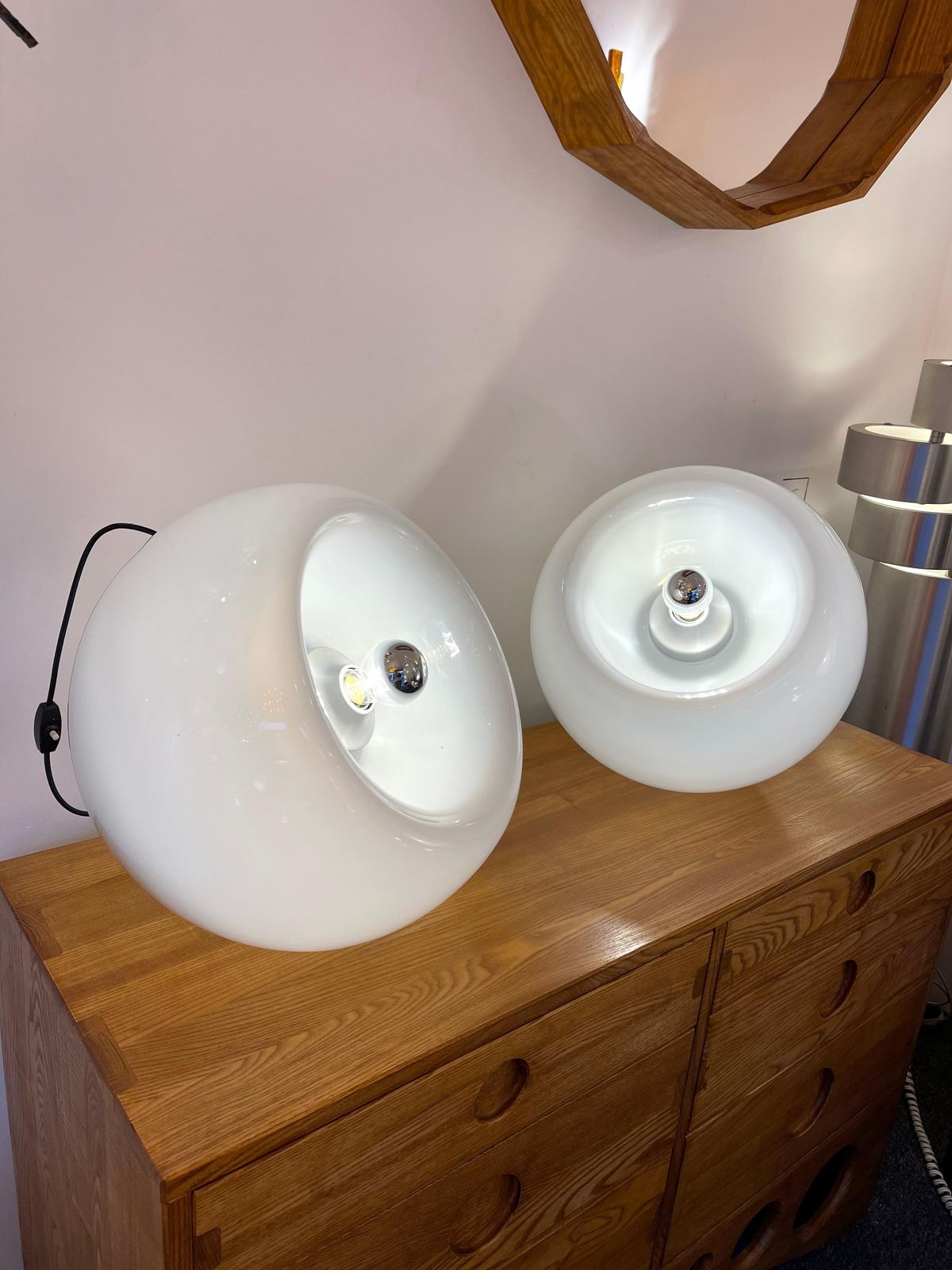 Space Age Pair Of Vacuna Murano Glass Lamps By Artemide, Italy, 1968 photo buy