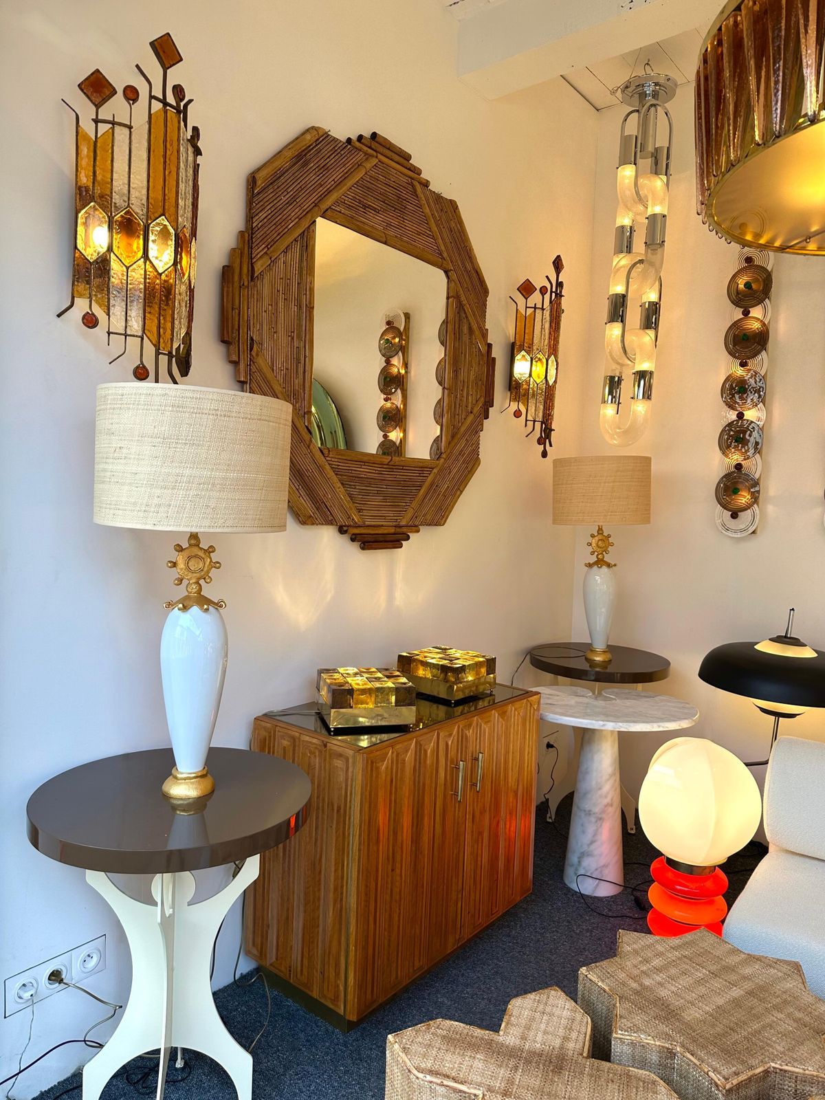 photo for sale Pair Of Lamps Sun By Pierre Casenove For Fondica, France, 1990s
