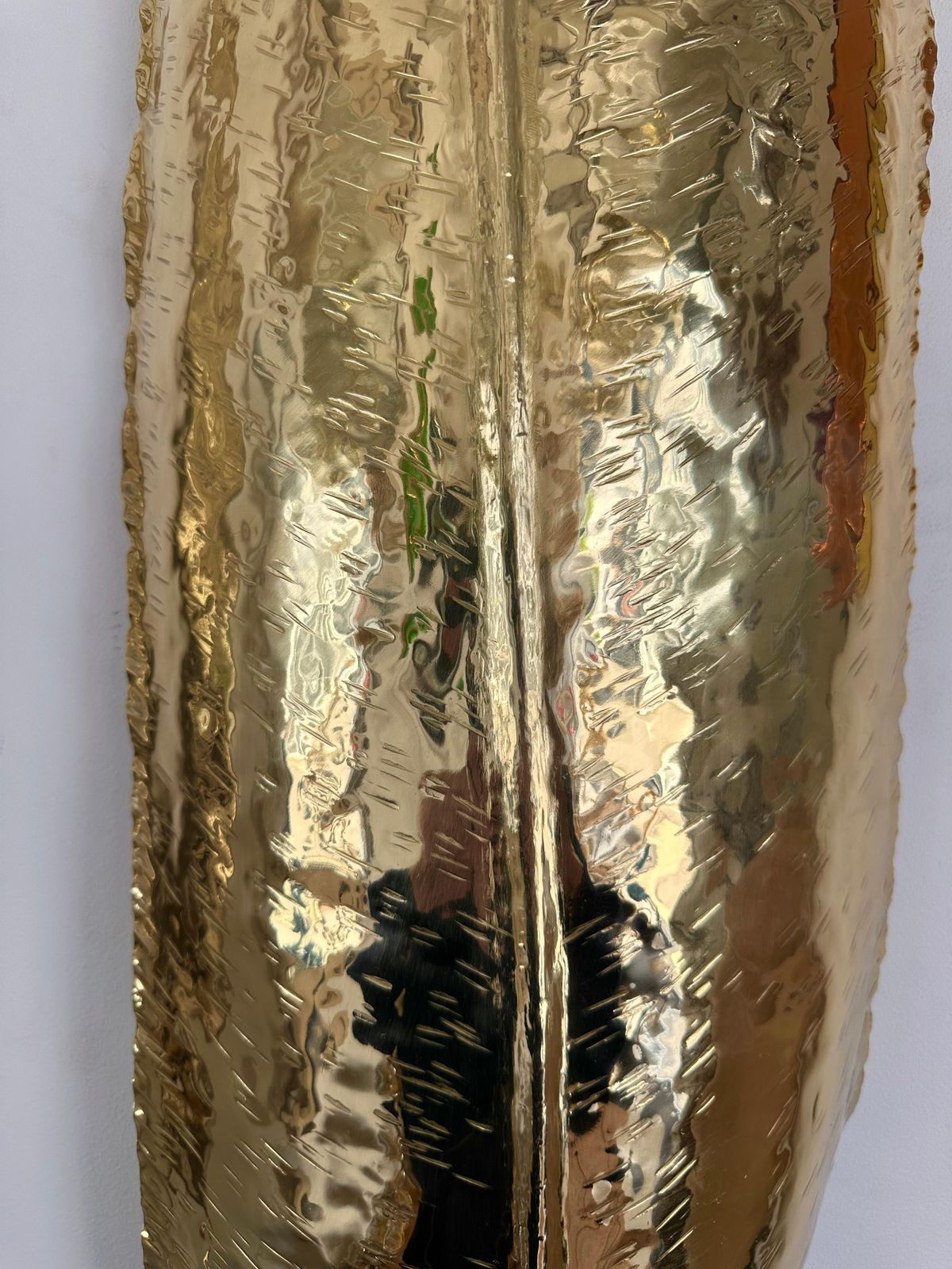 Large Contemporary Pair Of Brass Palm Sconces, Italy photo vintage
