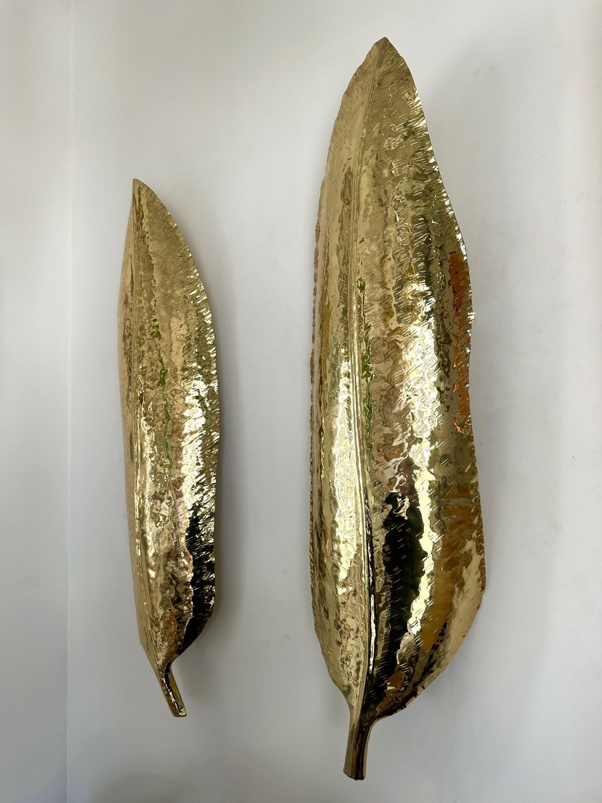 photo furniture Large Contemporary Pair Of Brass Palm Sconces, Italy