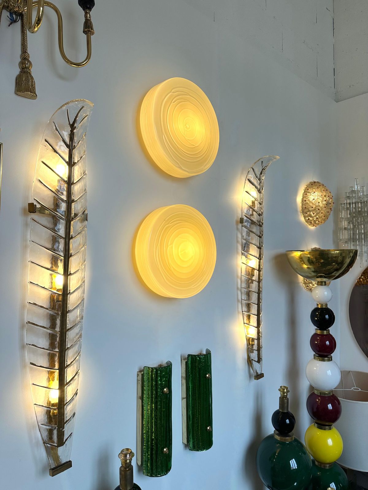 Contemporary Pair Of Murano Glass Candy Sconces By Vistosi, Italy, 2000s photo Lighting