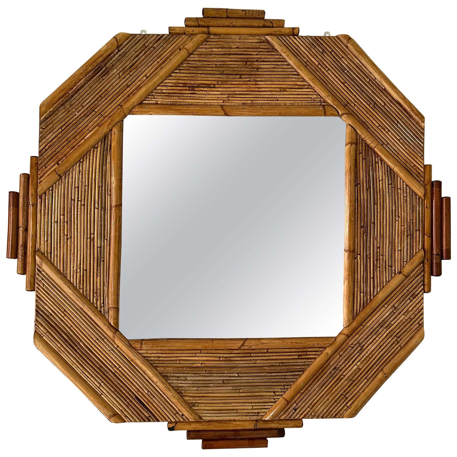 Large Bamboo And Rattan Mirror By Colin Morrow For Vivai Del Sud. Italy, 1970s