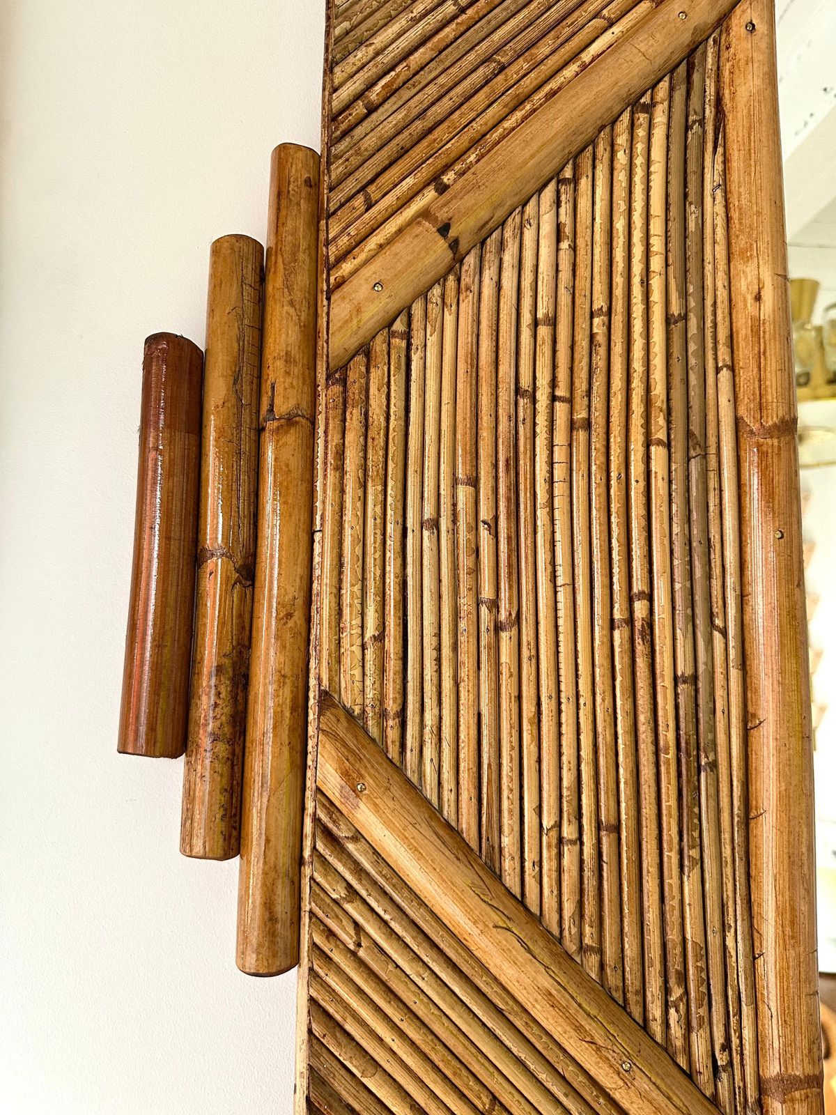 Large Bamboo And Rattan Mirror By Colin Morrow For Vivai Del Sud. Italy, 1970s photo buy