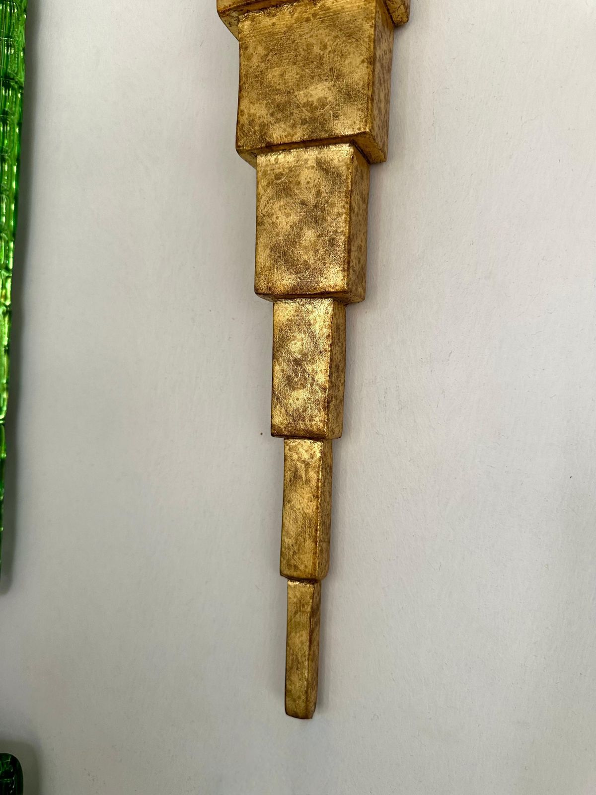 photo furniture Pair Of Gold Leaf Murano Glass And Gilt Wood Sconces By Terzani, Italy, 1990s