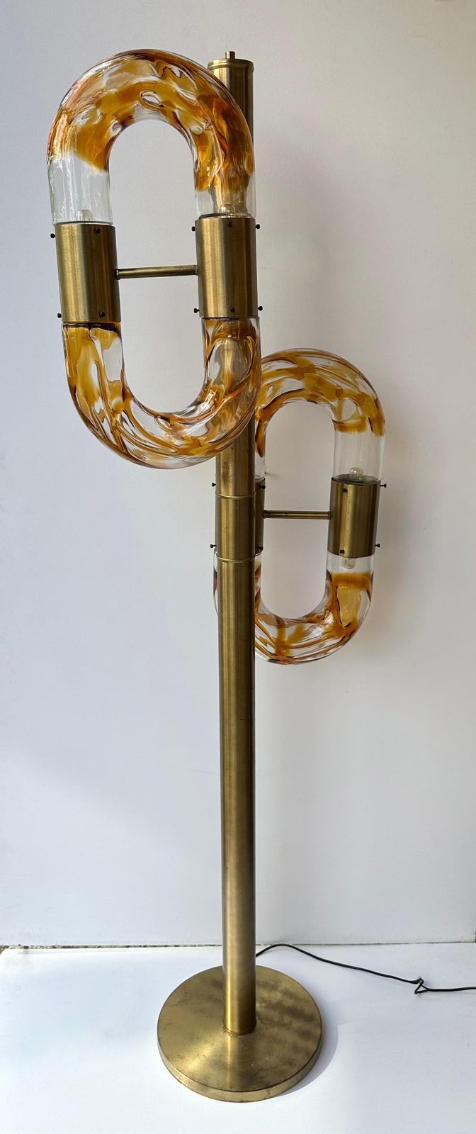 Brass Chain Floor Lamp Murano Glass By Aldo Nason For Mazzega, Italy, 1970s photo Lighting