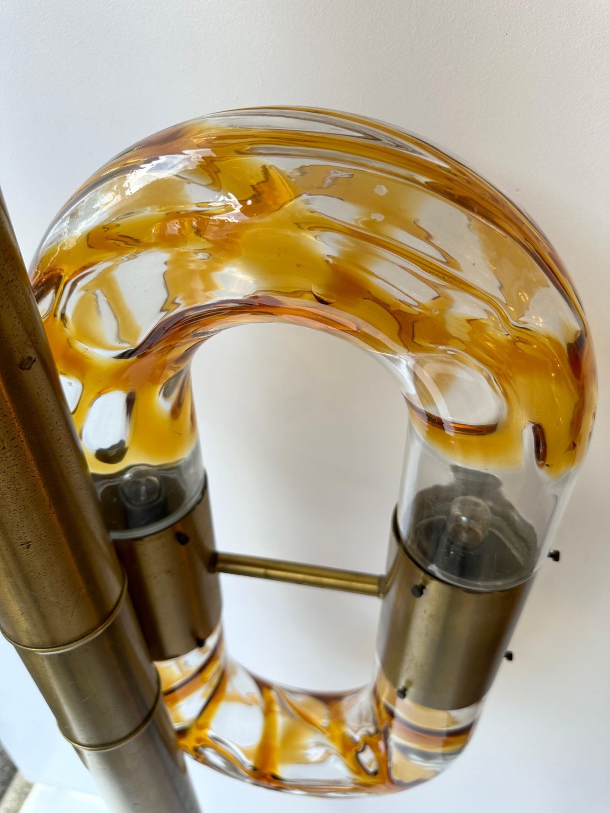 Brass Chain Floor Lamp Murano Glass By Aldo Nason For Mazzega, Italy, 1970s photo vinterior