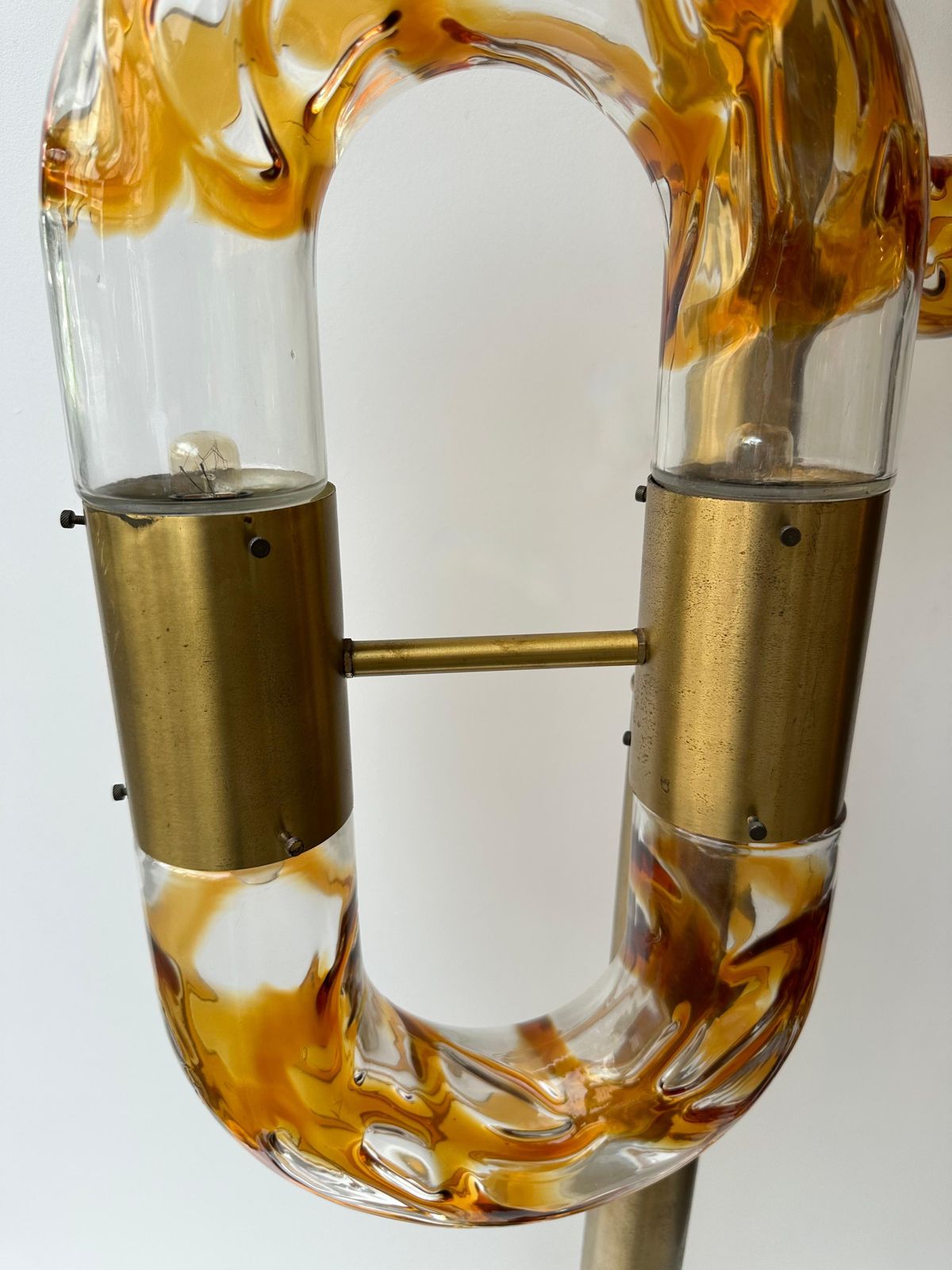 Brass Chain Floor Lamp Murano Glass By Aldo Nason For Mazzega, Italy, 1970s photo vintage