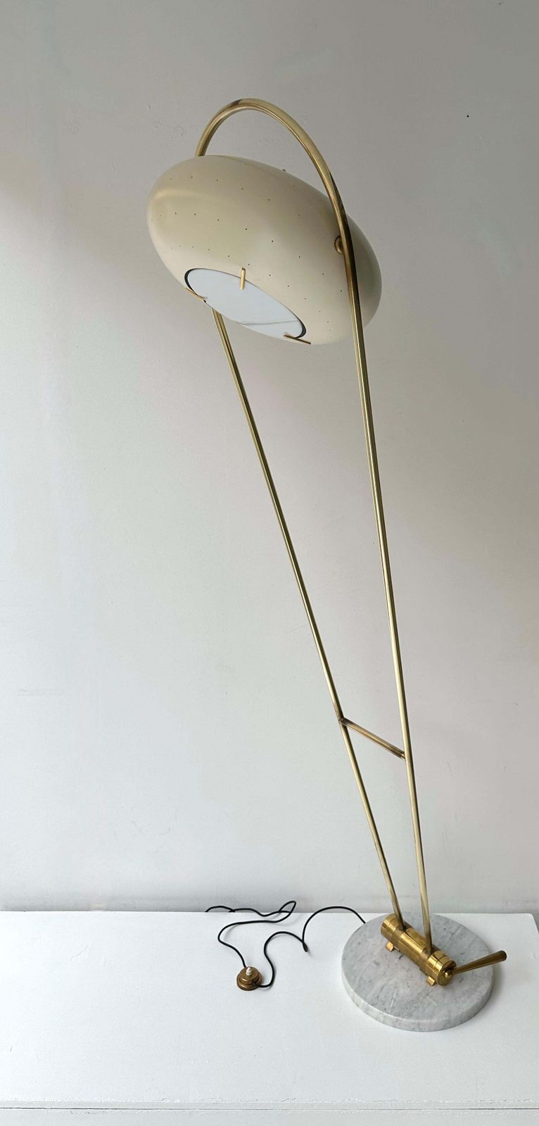 Mid Century Floor Lamp Brass Metal By Angelo Lelii For Arredoluce, Italy, 1950s photo Lighting
