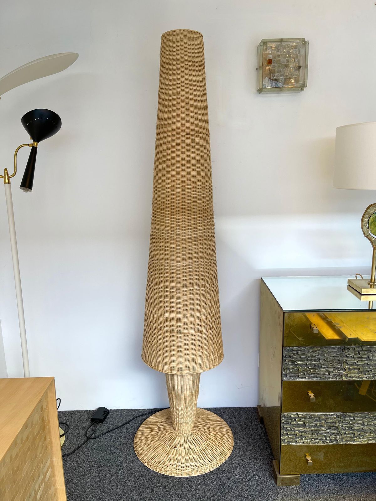 Rattan Floor Lamp By Gasparucci Italo, Italy, 1980s photo Lighting