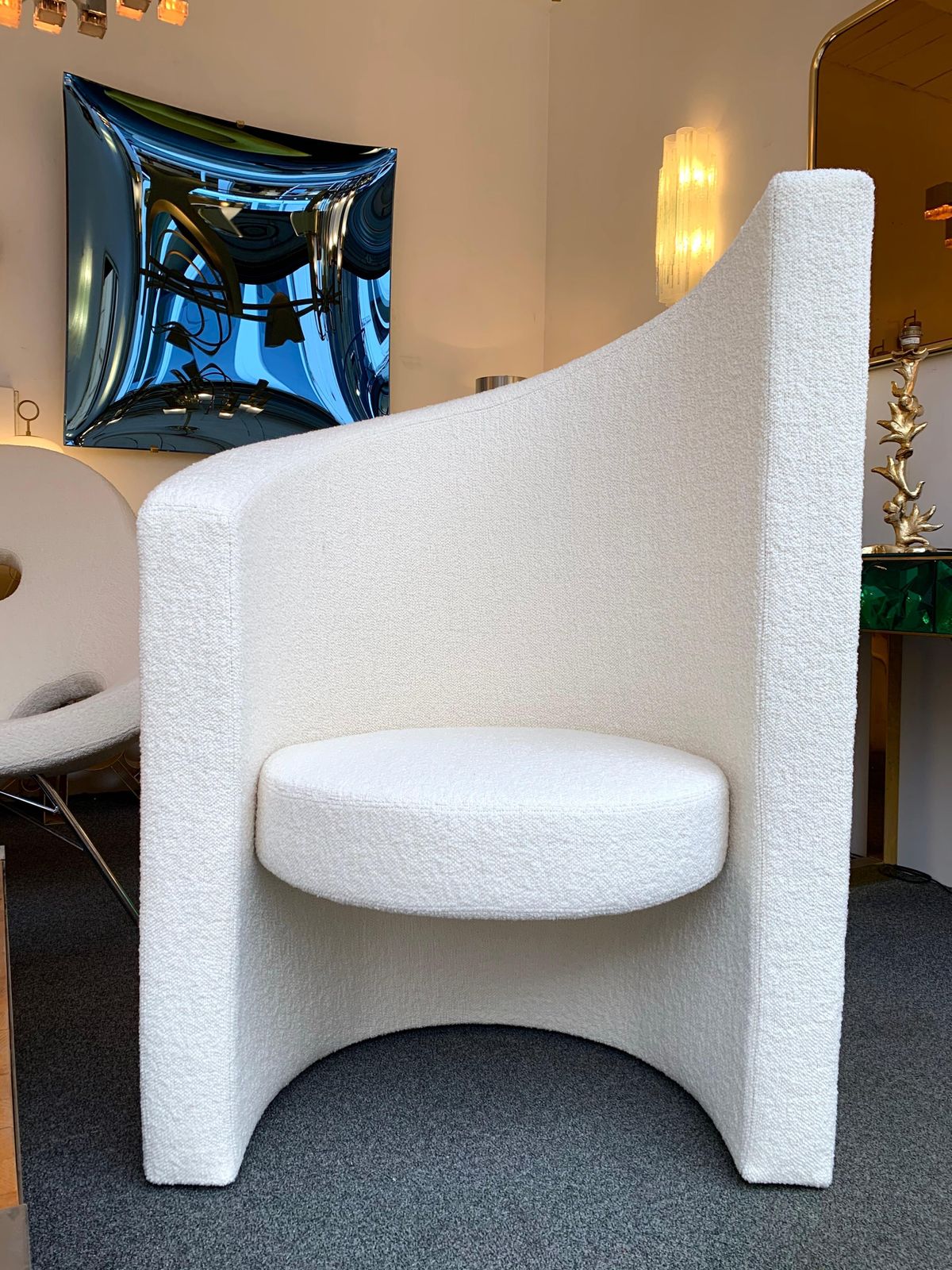 Pair Of Leaf Armchairs Bouclé Fabric, Italy, 1980s photo Furniture