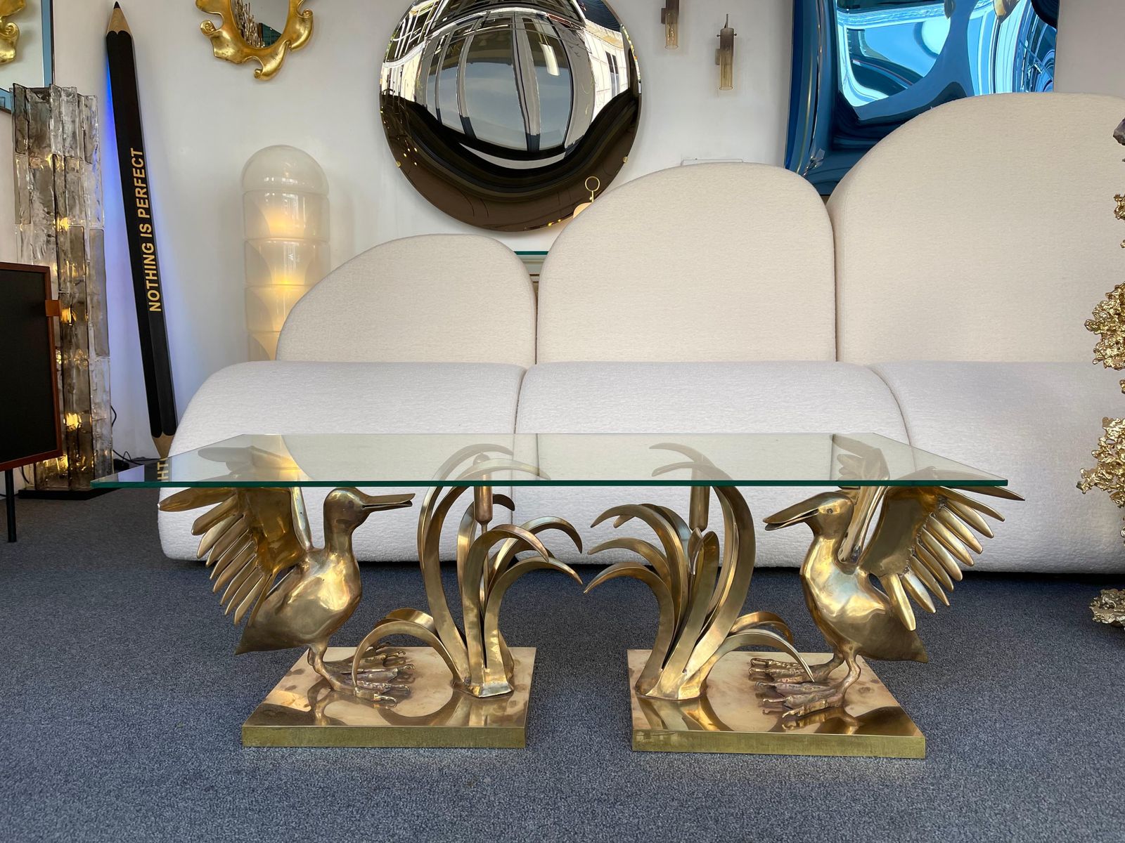 Bronze Pelican And Reed Coffee Table By Christian Techoueyres, France, 1970s photo furniture