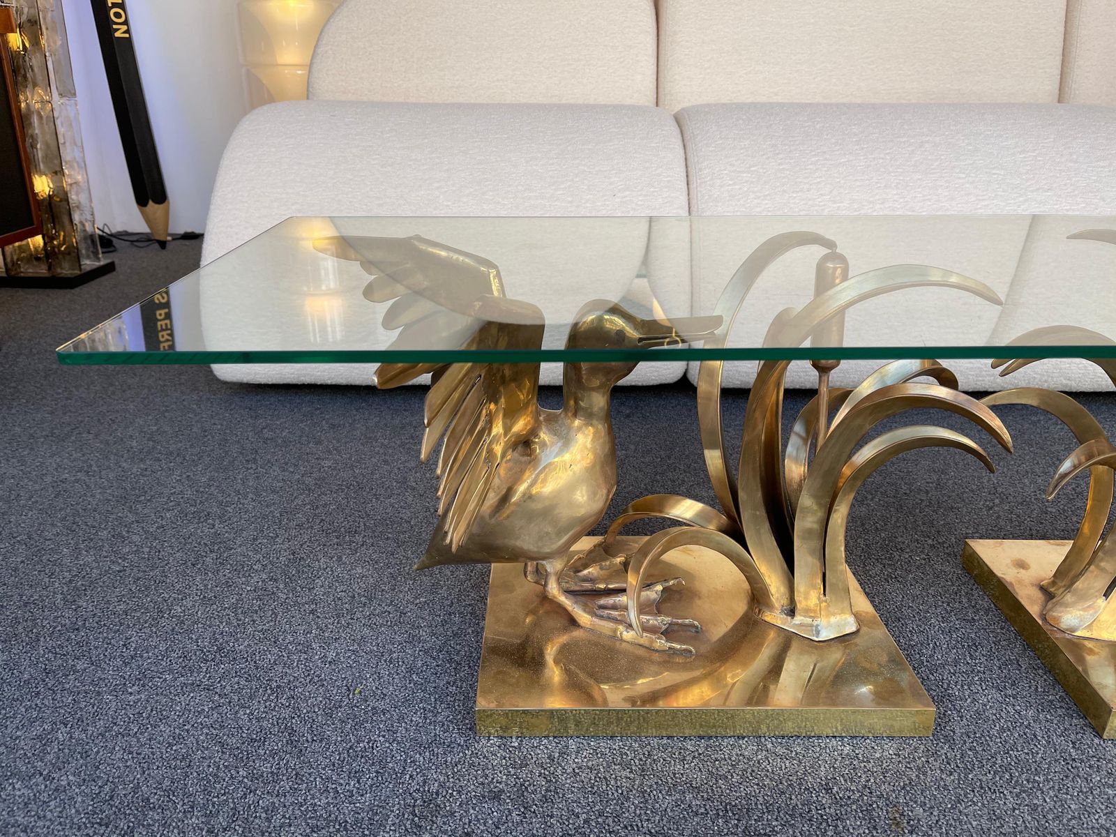 Bronze Pelican And Reed Coffee Table By Christian Techoueyres, France, 1970s photo Furniture